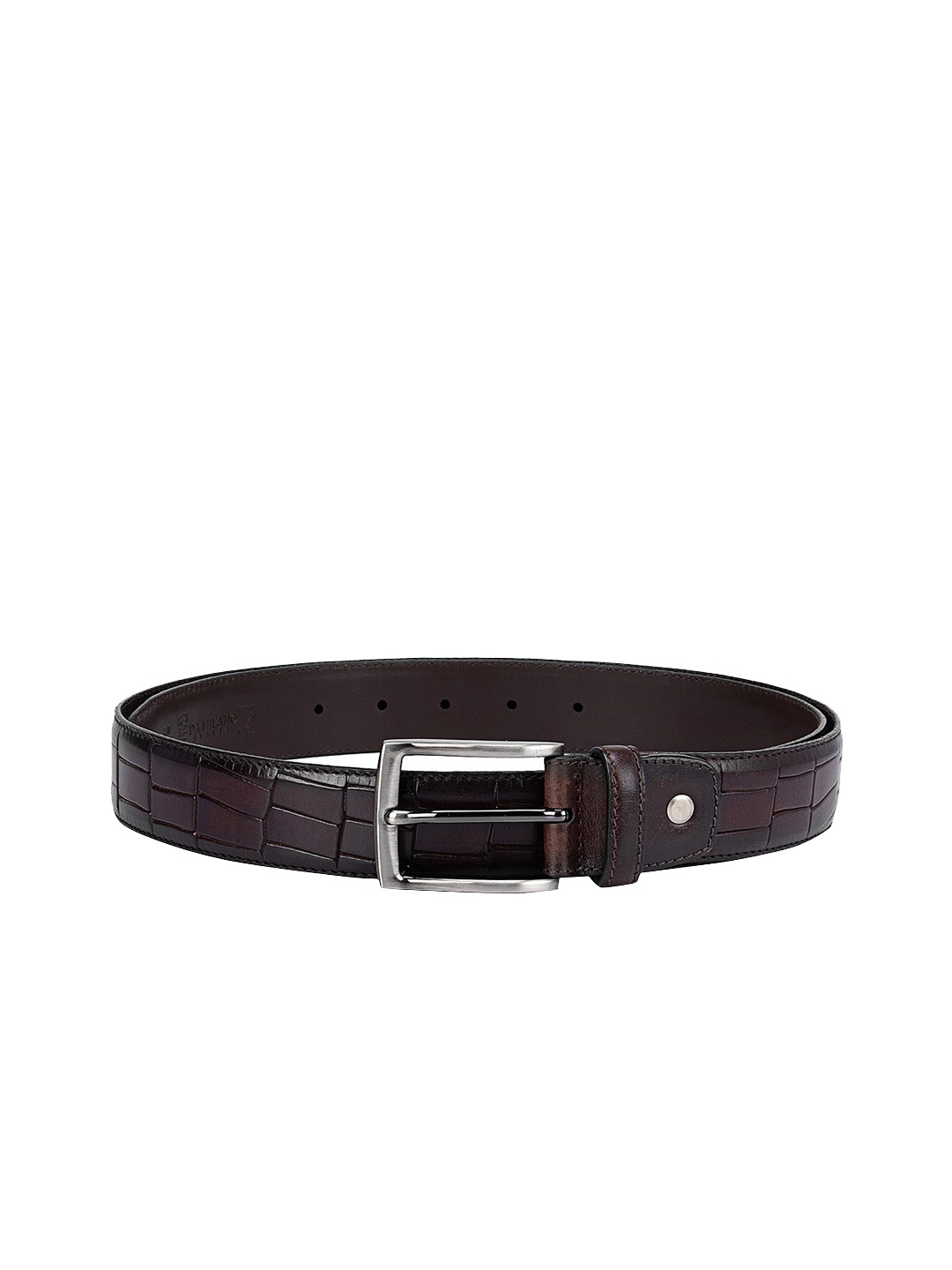 Da Milano Men Brown Textured Leather Belt