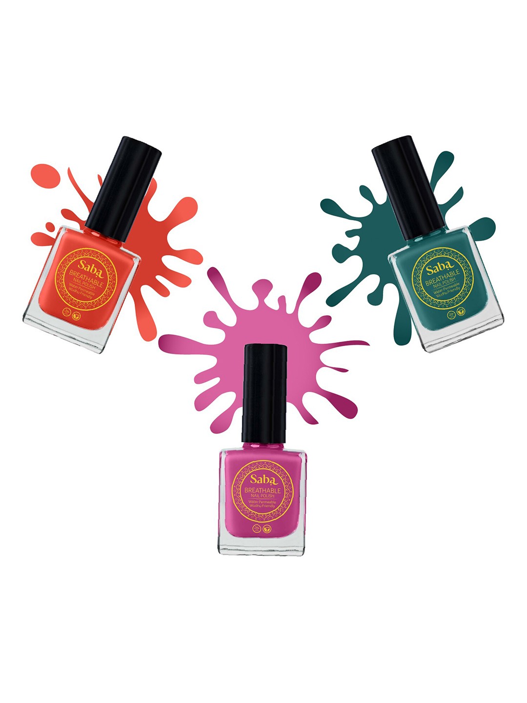 Saba Set of 3 Breathable Nail Paint 12 ml Each-Hibiscus Red, Mulberry Pink & Emerald Green
Saba Set of 3 Breathable Nail Paint 12 ml Each-Hibiscus Red, Mulberry Pink & Emerald Green