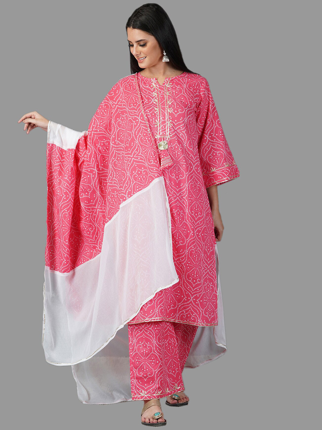METRO-FASHION Women Pink Floral Embroidered Layered Pure Cotton Kurti with Trousers & With Dupatta
METRO-FASHION Women Pink Floral Embroidered Layered Pure Cotton Kurti with Trousers & With Dupatta