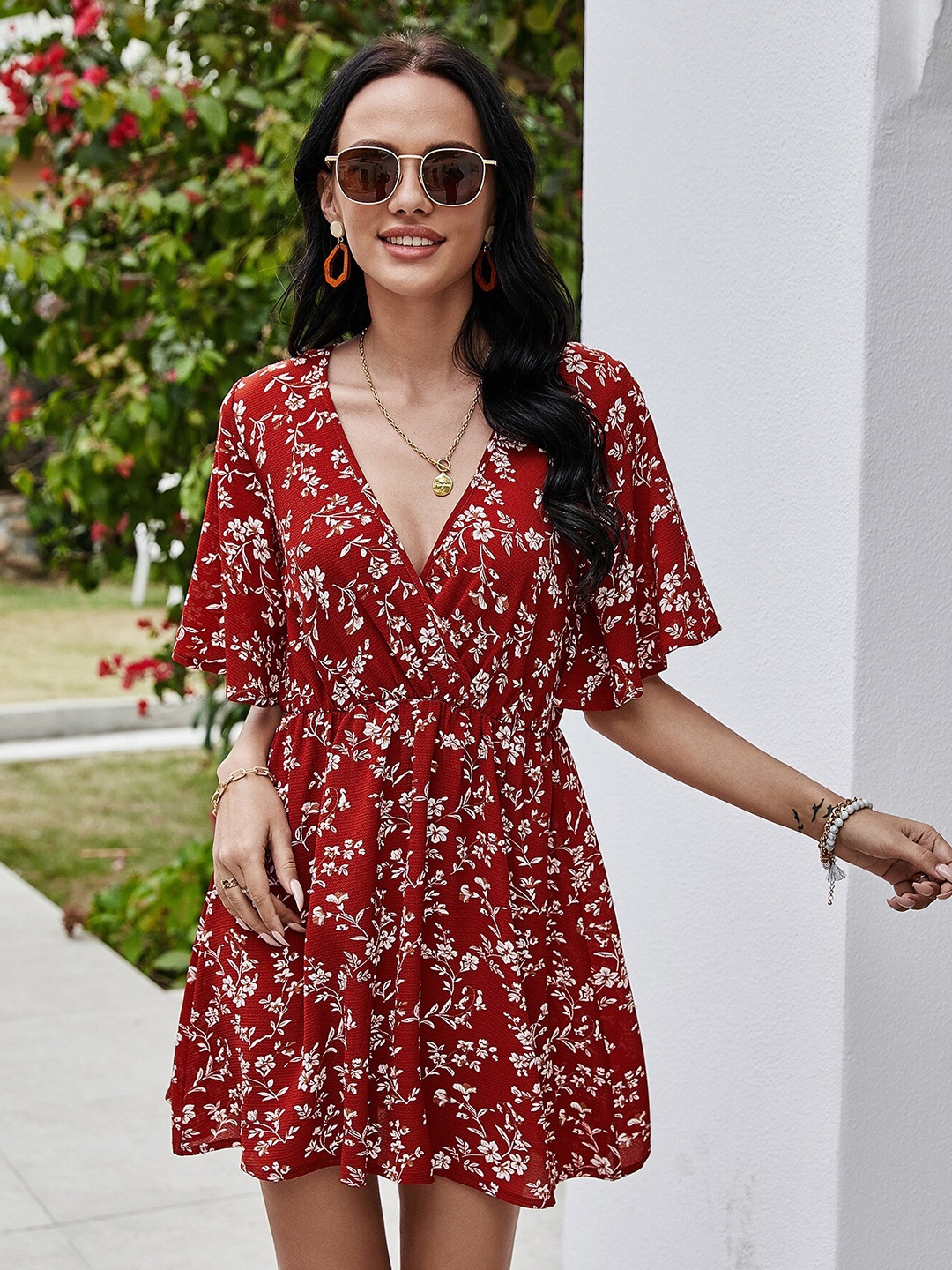BoStreet Red Floral Dress