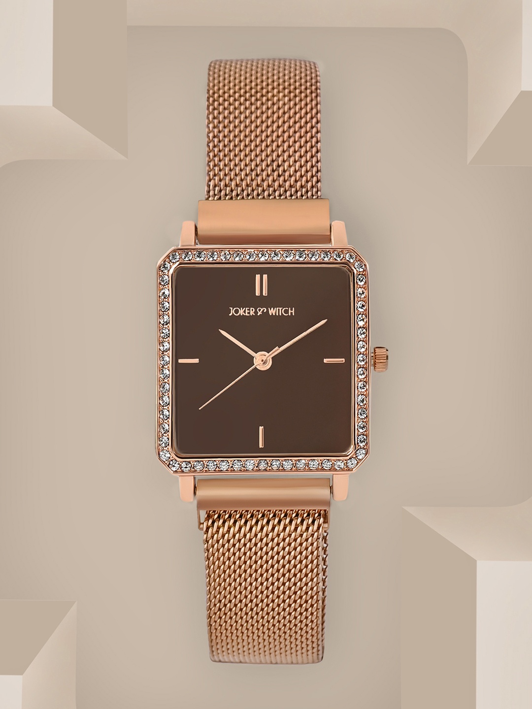 JOKER & WITCH Women Brown Embellished Dial & Rose Gold Toned Bracelet Style Straps Analogue Watch
JOKER & WITCH Women Brown Embellished Dial & Rose Gold Toned Bracelet Style Straps Analogue Watch