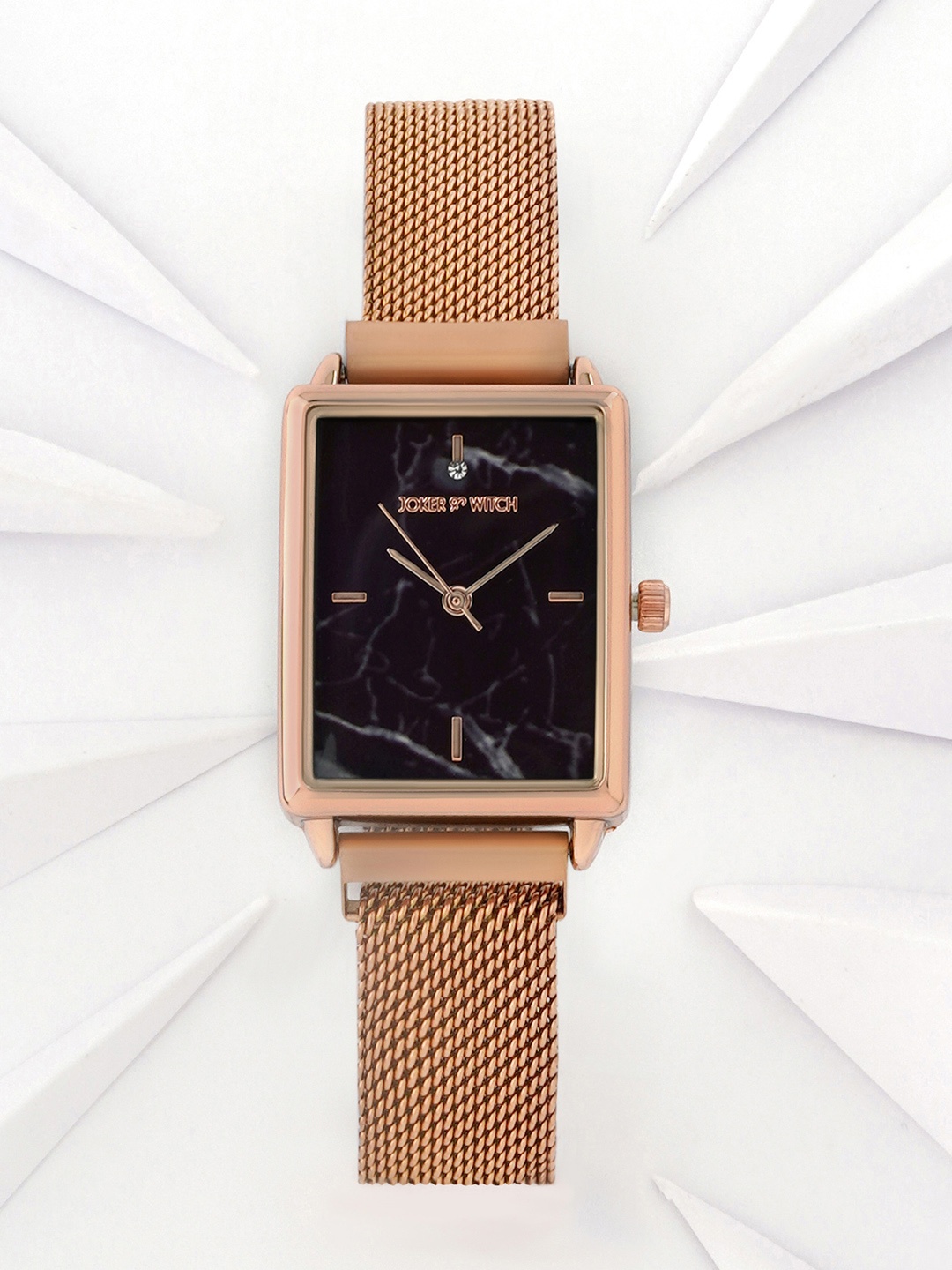 JOKER & WITCH Women Black Dial & Bracelet Style Straps Analogue Watch AMWW539, Rose gold
JOKER & WITCH Women Black Dial & Bracelet Style Straps Analogue Watch AMWW539, Rose gold