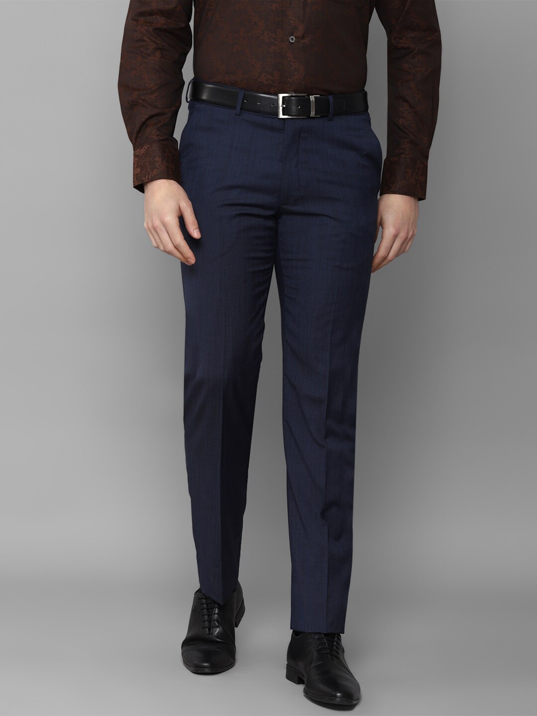 Luxure by Louis Philippe Men Navy Blue Slim Fit Trousers