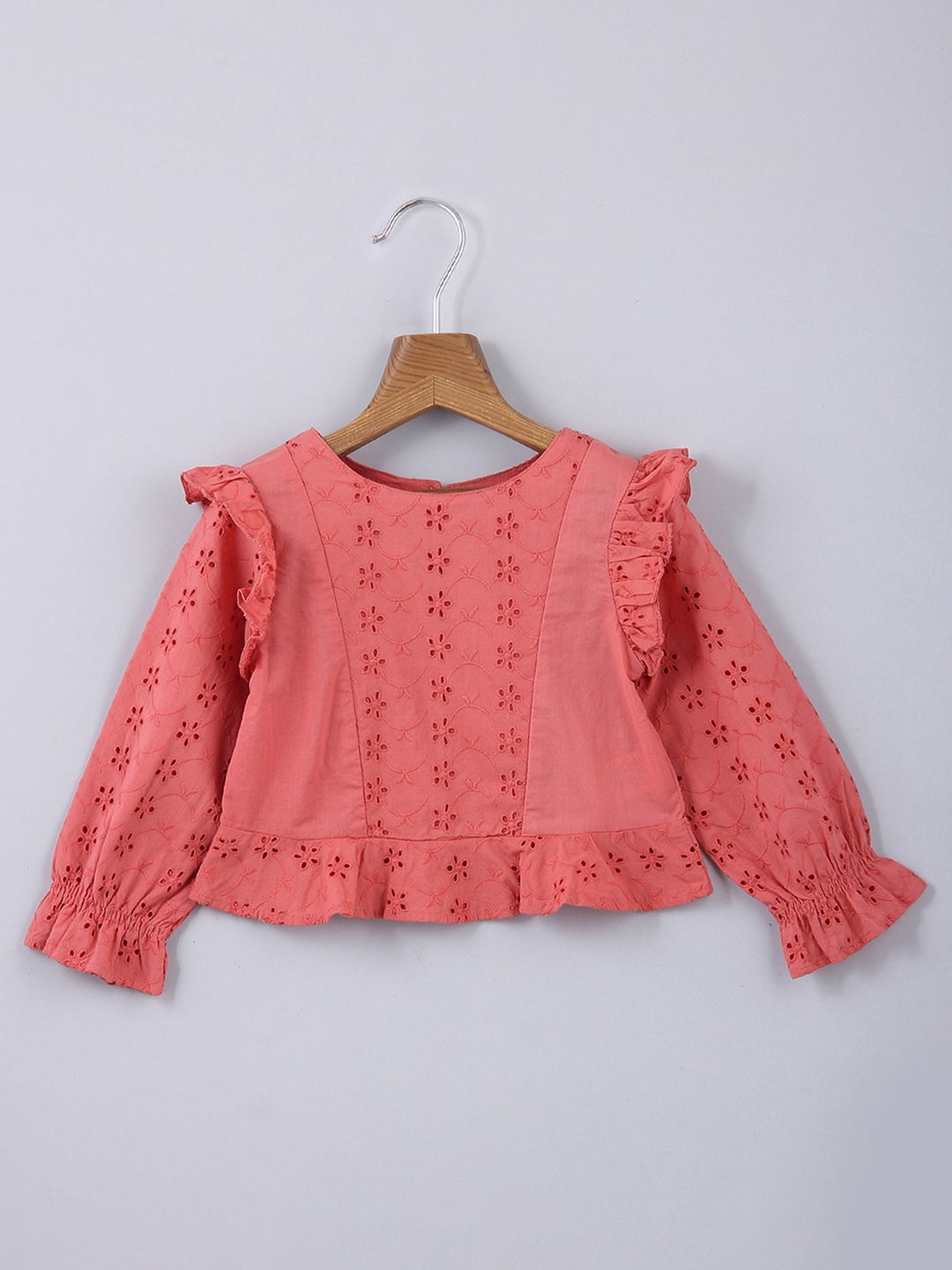 Beebay Coral Pink Ruffles Peplum Top
