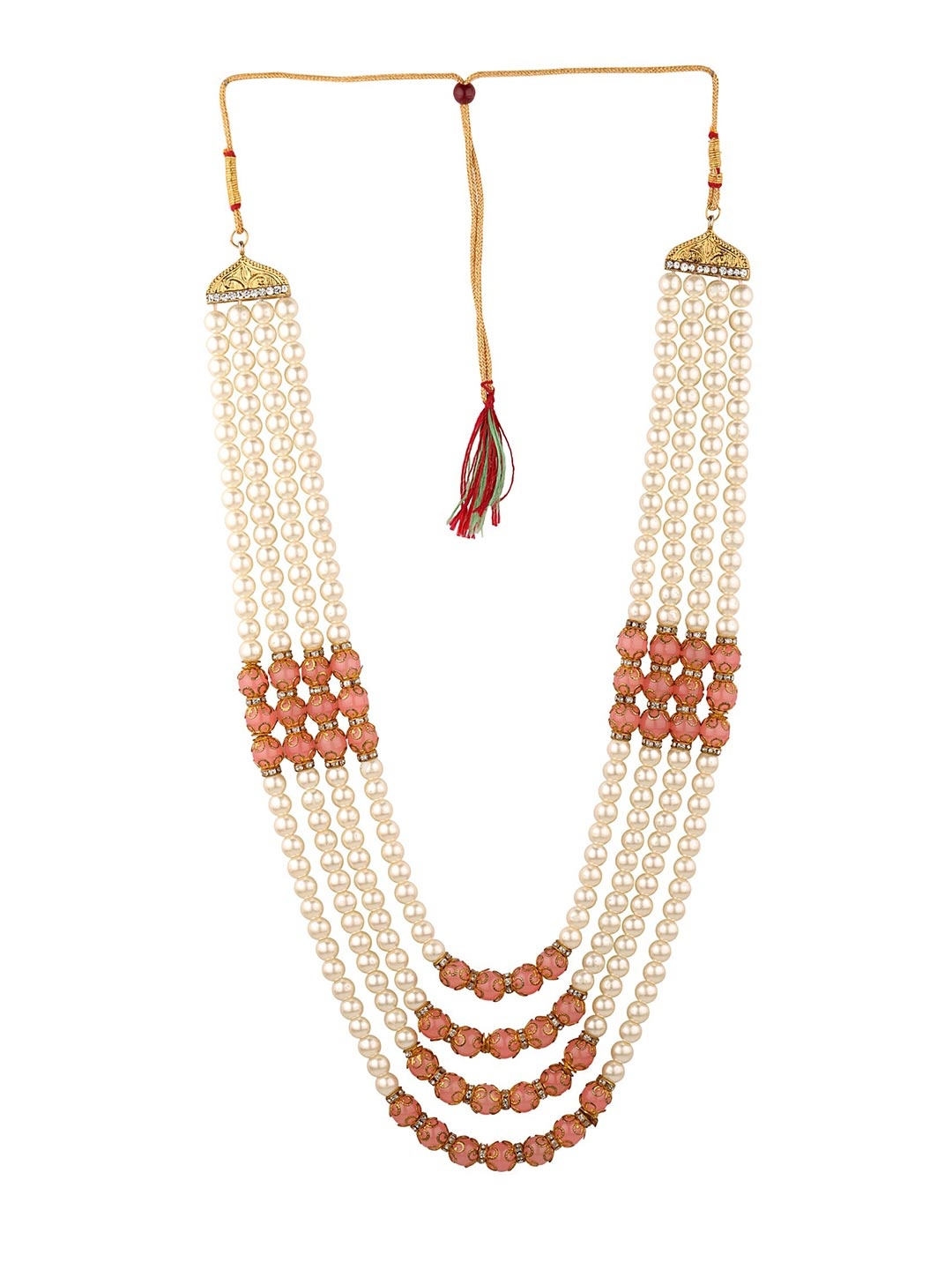 Sanjog Men Pink & Cream-Coloured Brass Pearl Layered Dulha Moti Mala Haar Groom Necklace
Sanjog Men Pink & Cream-Coloured Brass Pearl Layered Dulha Moti Mala Haar Groom Necklace