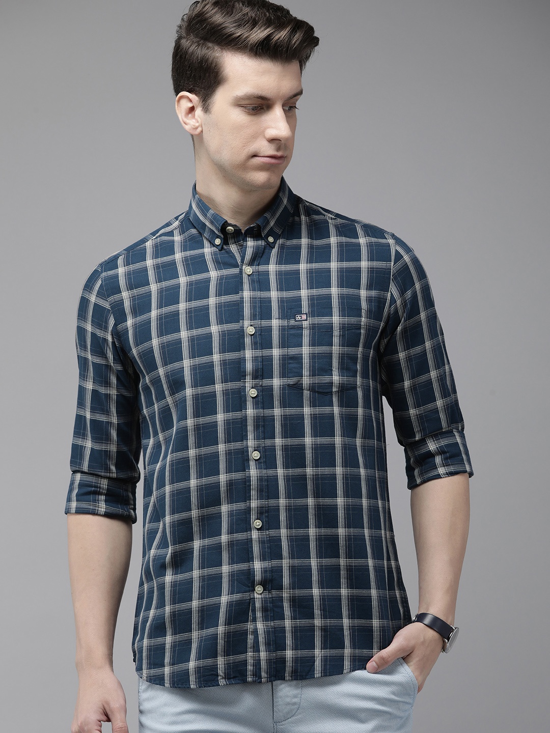 Arrow Sport Men Pure Cotton Original Slim Fit Tartan Checks Casual Shirt, Navy blue
Arrow Sport Men Pure Cotton Original Slim Fit Tartan Checks Casual Shirt, Navy blue