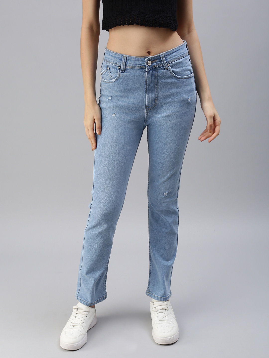 SHOWOFF Women Blue Straight Fit High-Rise Low Distress Light Fade Stretchable Jeans
SHOWOFF Women Blue Straight Fit High-Rise Low Distress Light Fade Stretchable Jeans