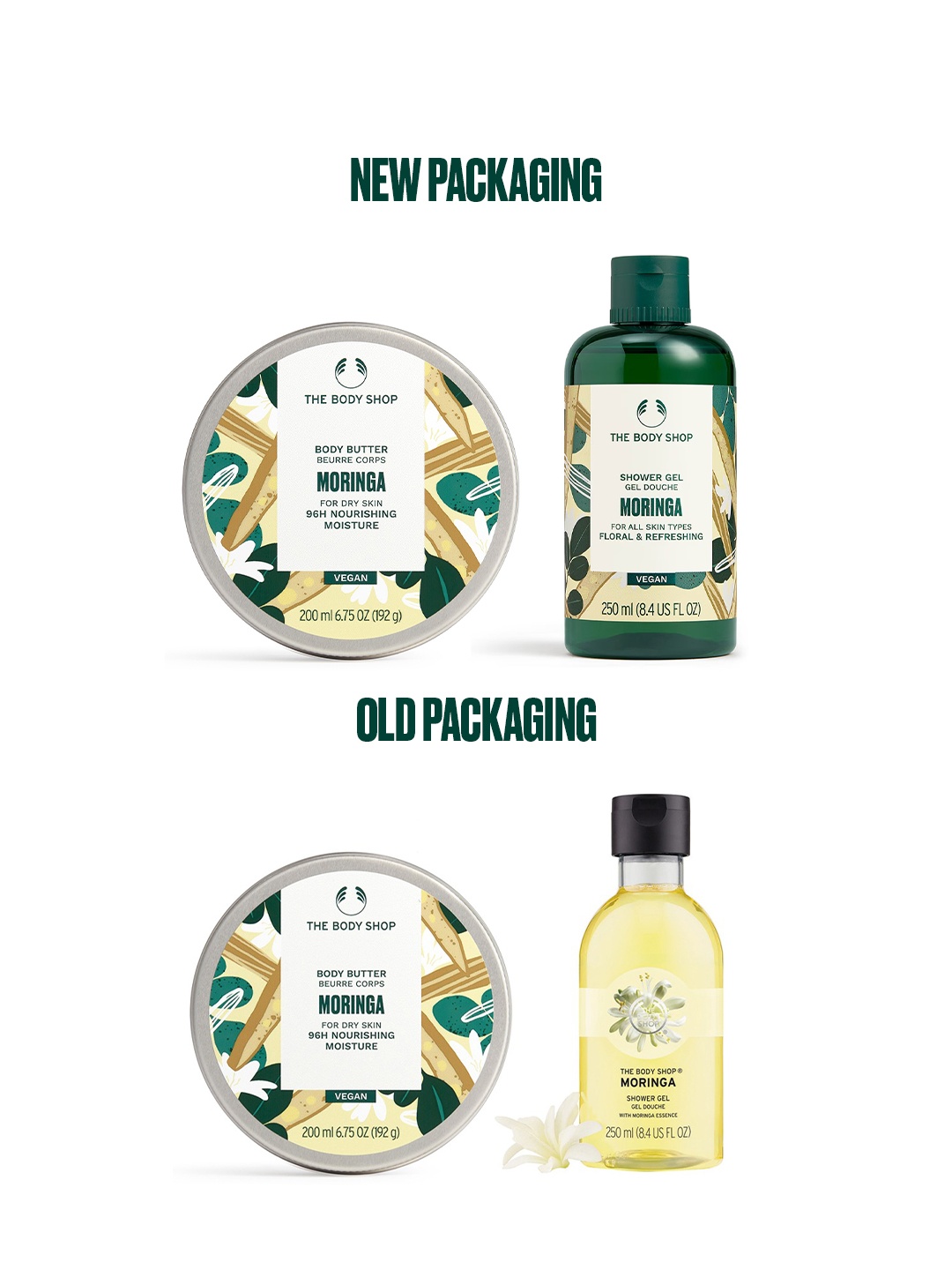 THE BODY SHOP Moringa Shower Gel with Vitamin E - 250 ml & Body Butter With Shea - 200 ml, Beige
THE BODY SHOP Moringa Shower Gel with Vitamin E - 250 ml & Body Butter With Shea - 200 ml, Beige