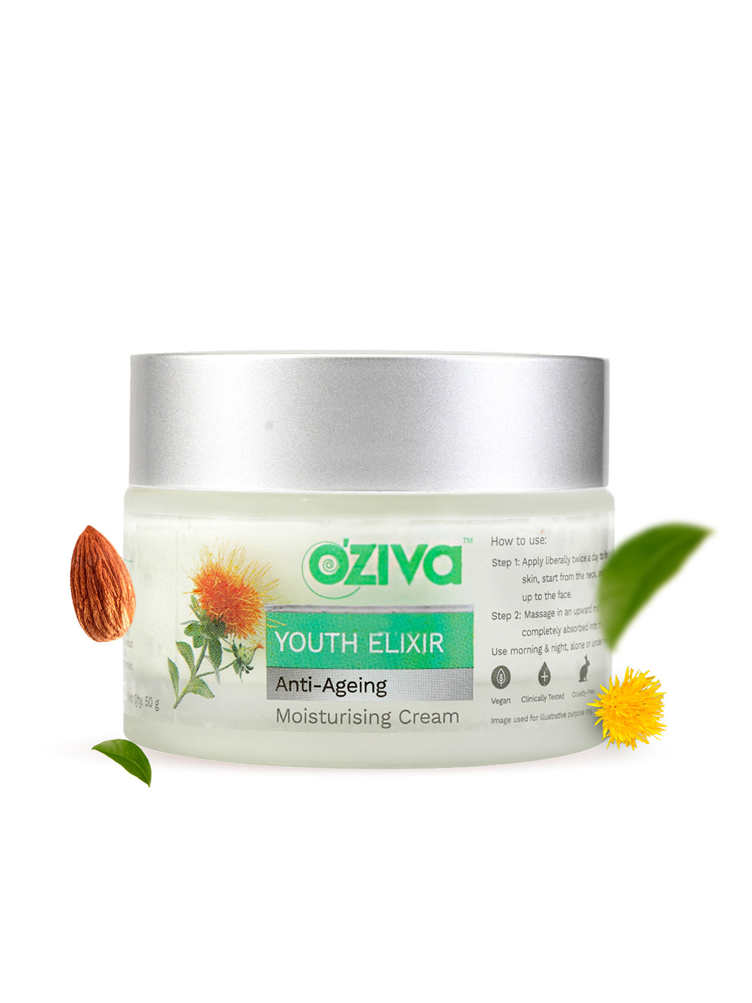 OZiva Youth Elixir Moisturising Cream for Wrinkle Reduction & Skin Tightening - 50 g, White
OZiva Youth Elixir Moisturising Cream for Wrinkle Reduction & Skin Tightening - 50 g, White