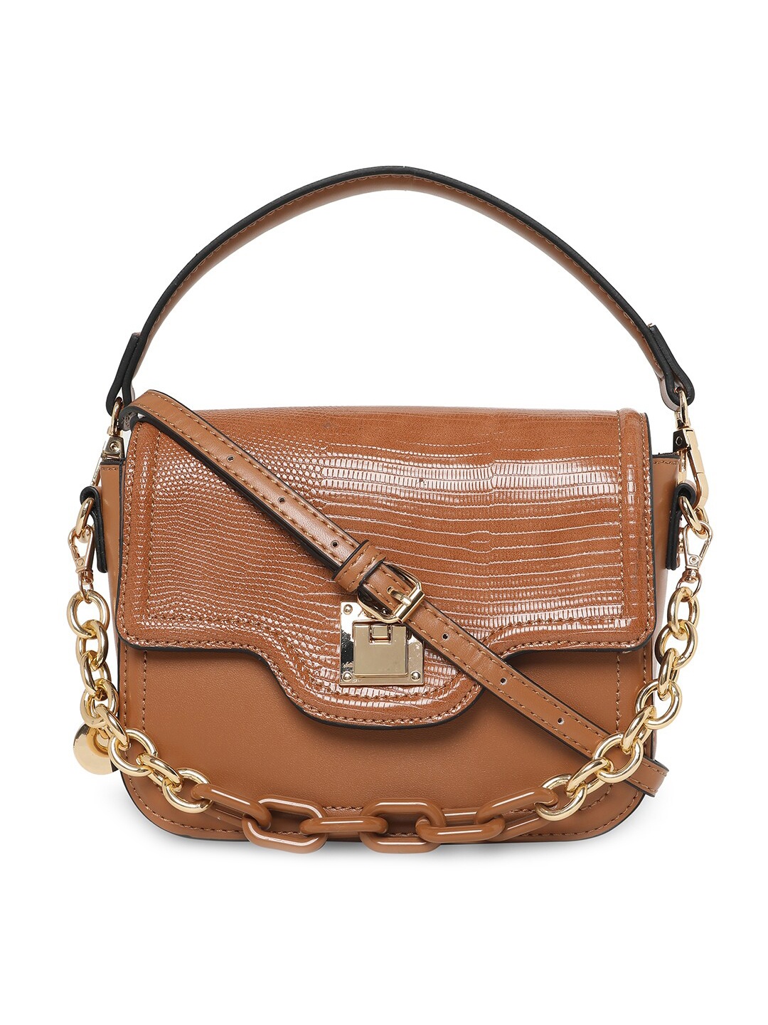 ALDO Brown PU Structured Sling Bag