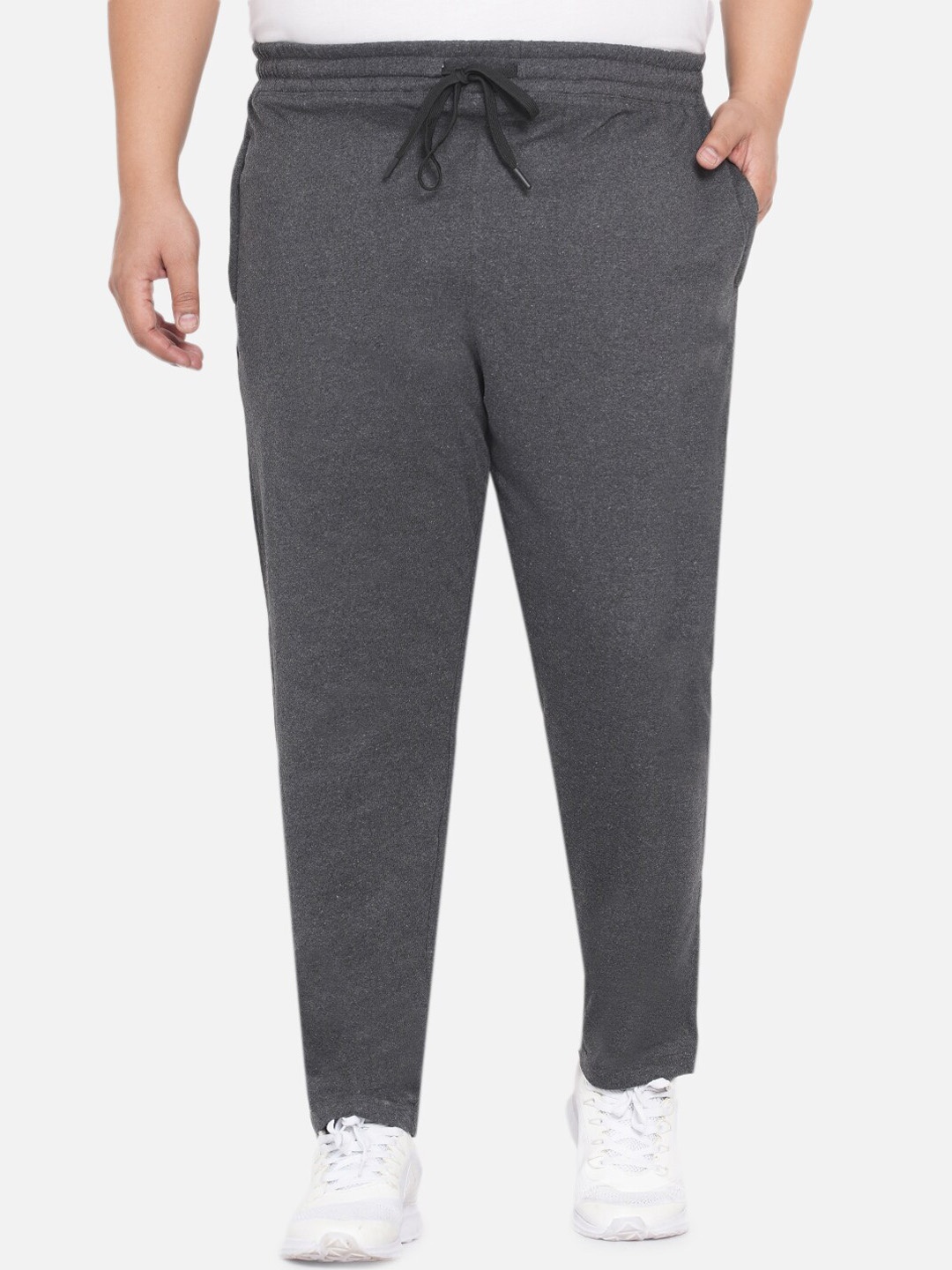 Santonio Men Grey Solid Cotton Track Pant