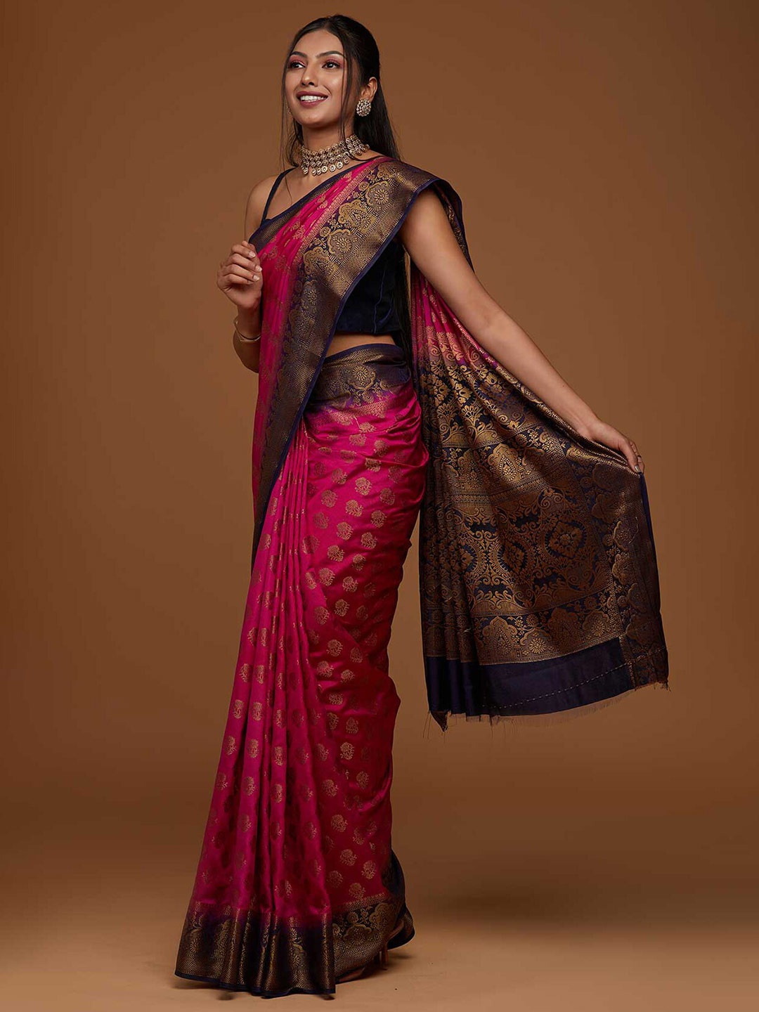 Koskii Pink & Blue Woven Design Zari Art Silk Banarasi Saree with Unstitched Blouse Piece
Koskii Pink & Blue Woven Design Zari Art Silk Banarasi Saree with Unstitched Blouse Piece