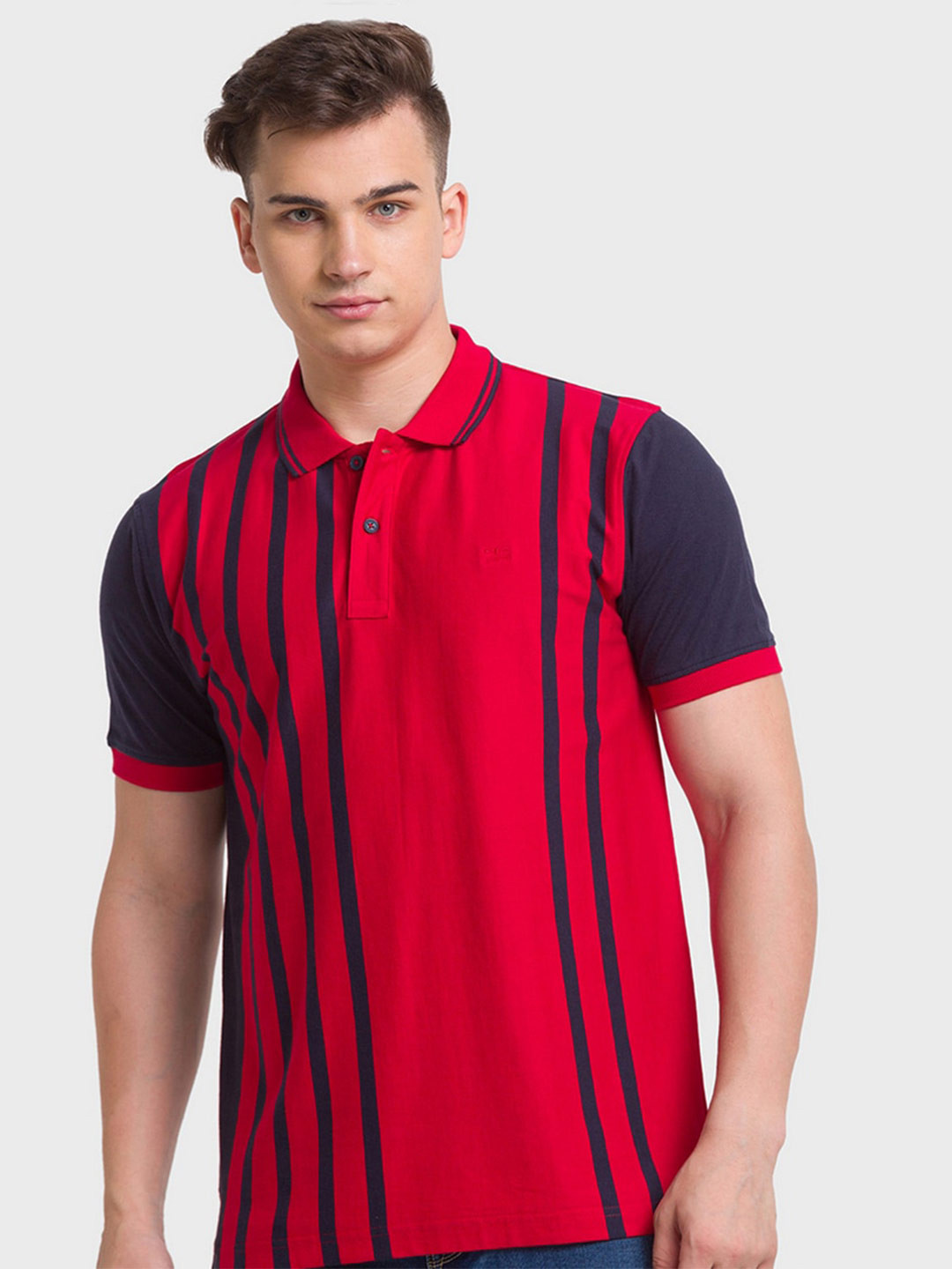 ColorPlus Men Red & Blue Striped Polo Collar Organic Cotton Slim Fit T-shirt
ColorPlus Men Red & Blue Striped Polo Collar Organic Cotton Slim Fit T-shirt