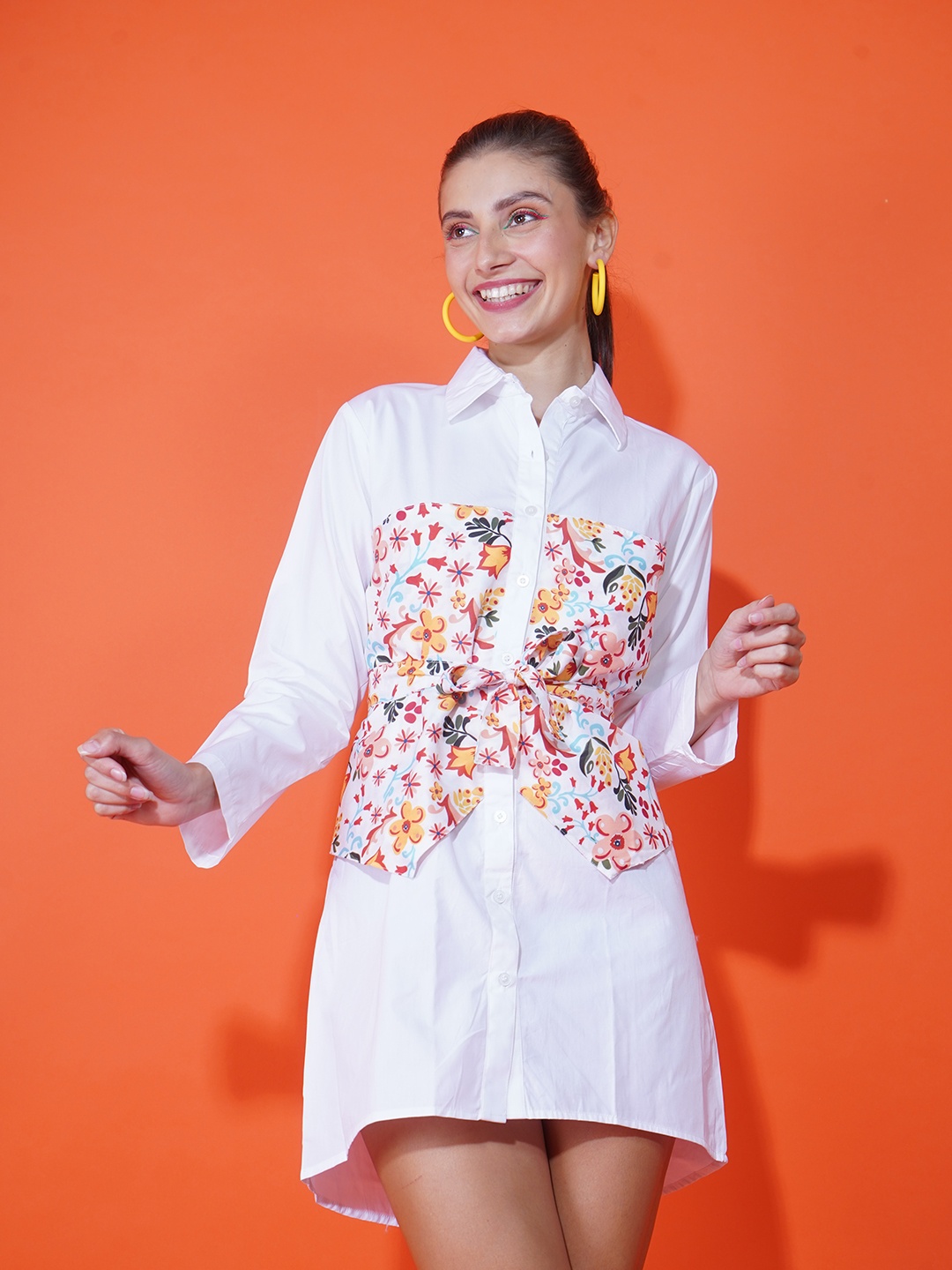 Stylecast X Hersheinbox Women White Tropical Printed Shirt Dress With Tie-ups Detail
Stylecast X Hersheinbox Women White Tropical Printed Shirt Dress With Tie-ups Detail