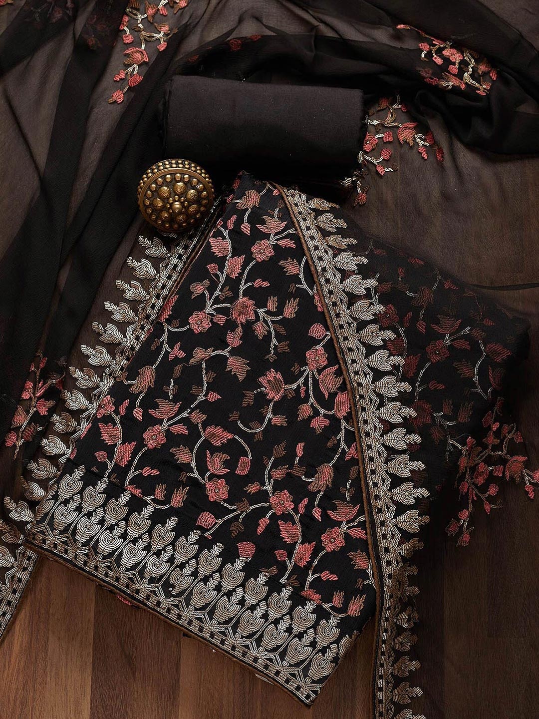 Koskii Women Black Dress Material