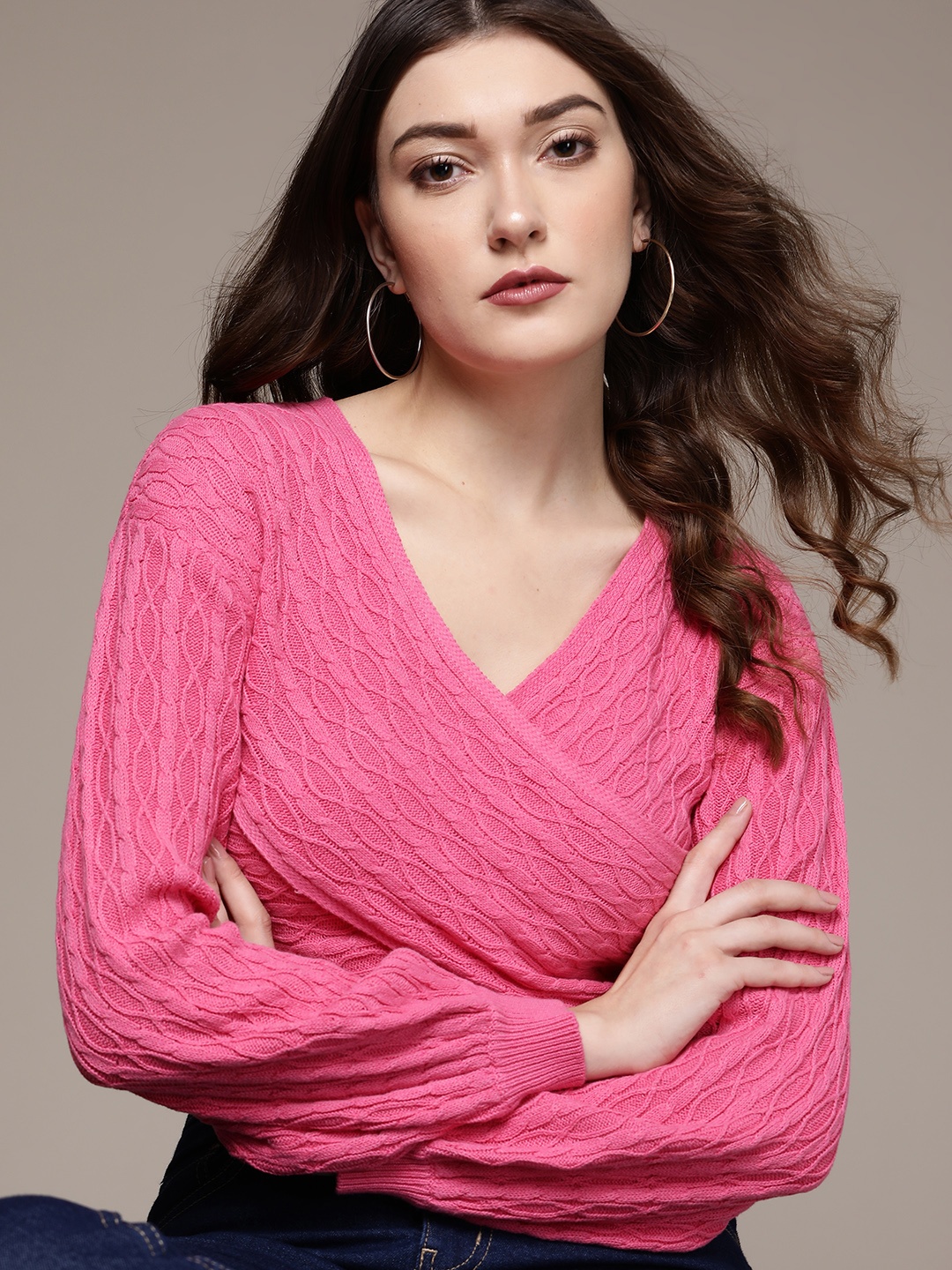 bebe Women Brighter Basics Hot Pink Cable Knit Puff Sleeves Wrap Style Pullover
bebe Women Brighter Basics Hot Pink Cable Knit Puff Sleeves Wrap Style Pullover
