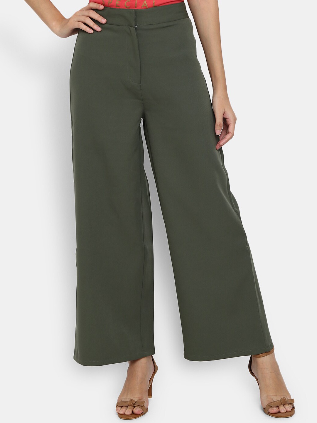 V-Mart Women Olive Green Classic Loose Fit Trousers