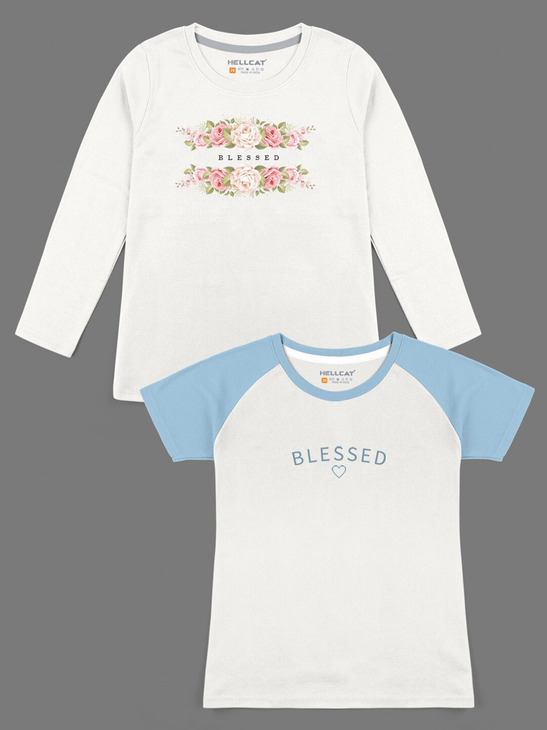 HELLCAT Girls Pack of 2 Blue & White Typography Printed Bio Finish Cotton T-shirt
HELLCAT Girls Pack of 2 Blue & White Typography Printed Bio Finish Cotton T-shirt