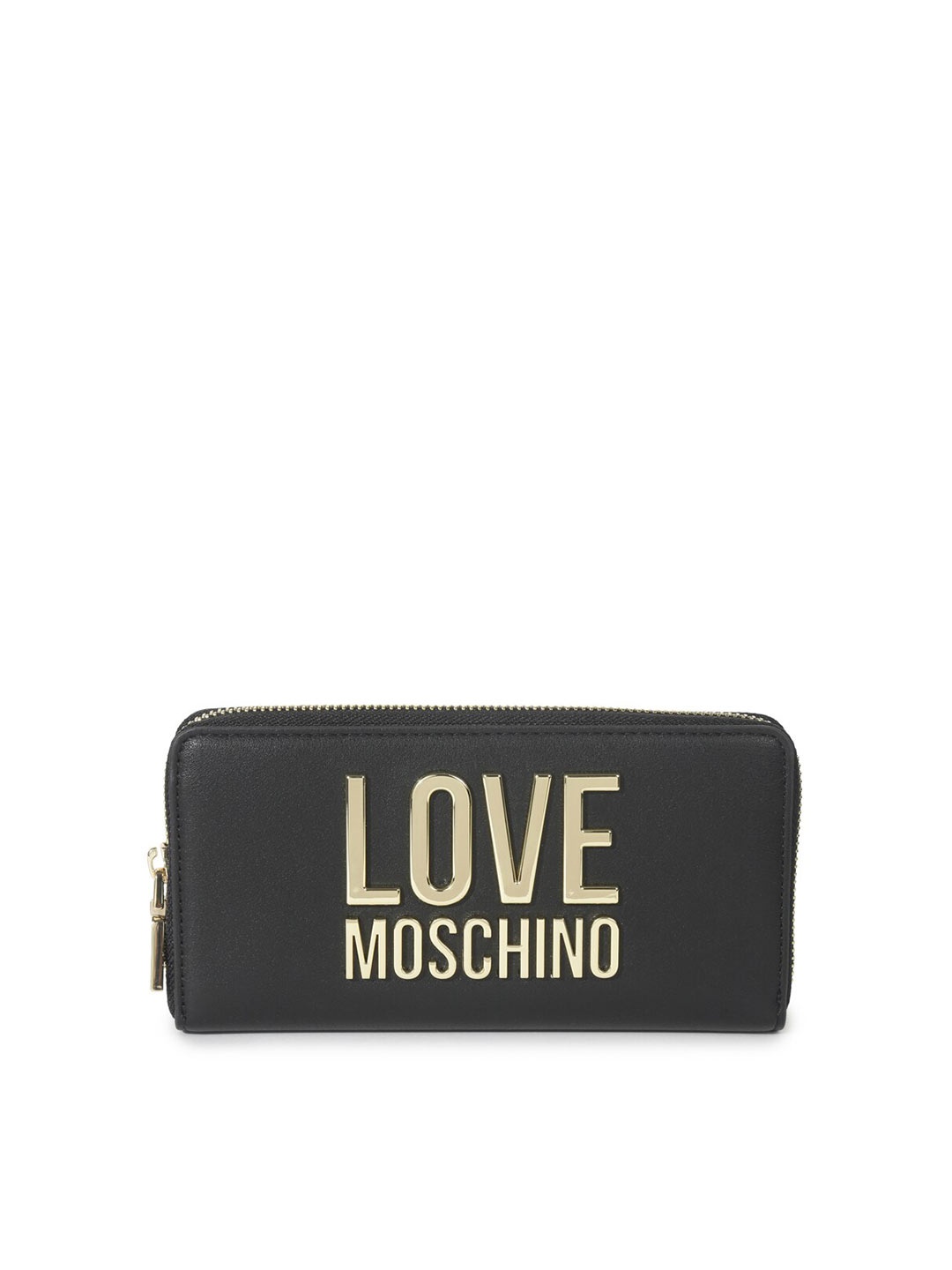 LOVE MOSCHINO Women Black Typography Leather Zip-Around Wallet