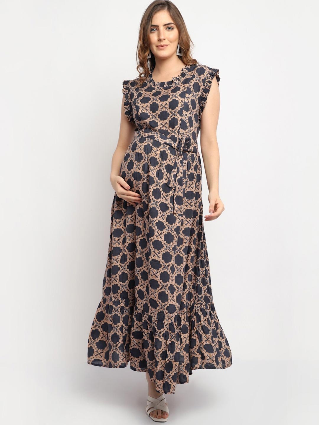 Moms Maternity Black Floral Maternity Maxi Dress