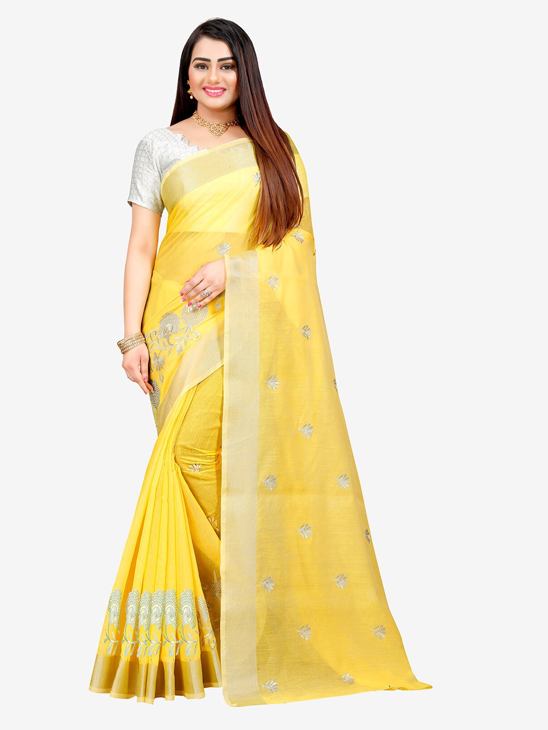 Indian Fashionista Yellow & Gold-Toned Kalamkari Embroidered Silk Cotton Mysore Silk Saree
Indian Fashionista Yellow & Gold-Toned Kalamkari Embroidered Silk Cotton Mysore Silk Saree