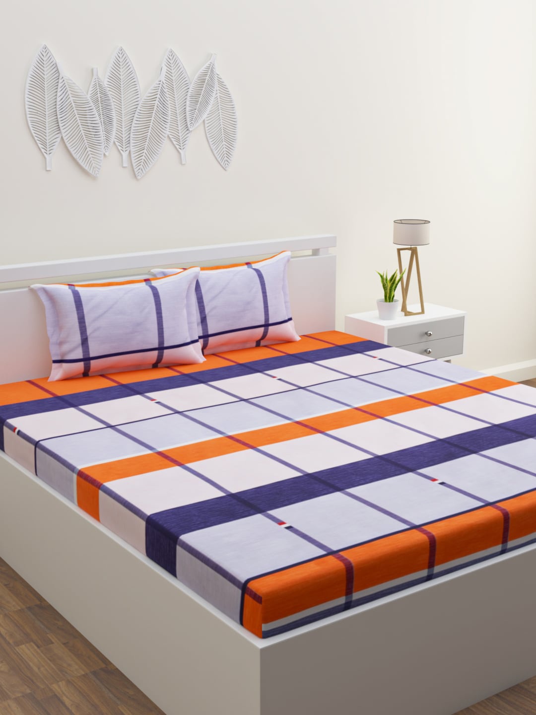 HOME AFFAIRS Off White & Orange Geometric 160 TC Queen Bedsheet with 2 Pillow Covers
HOME AFFAIRS Off White & Orange Geometric 160 TC Queen Bedsheet with 2 Pillow Covers