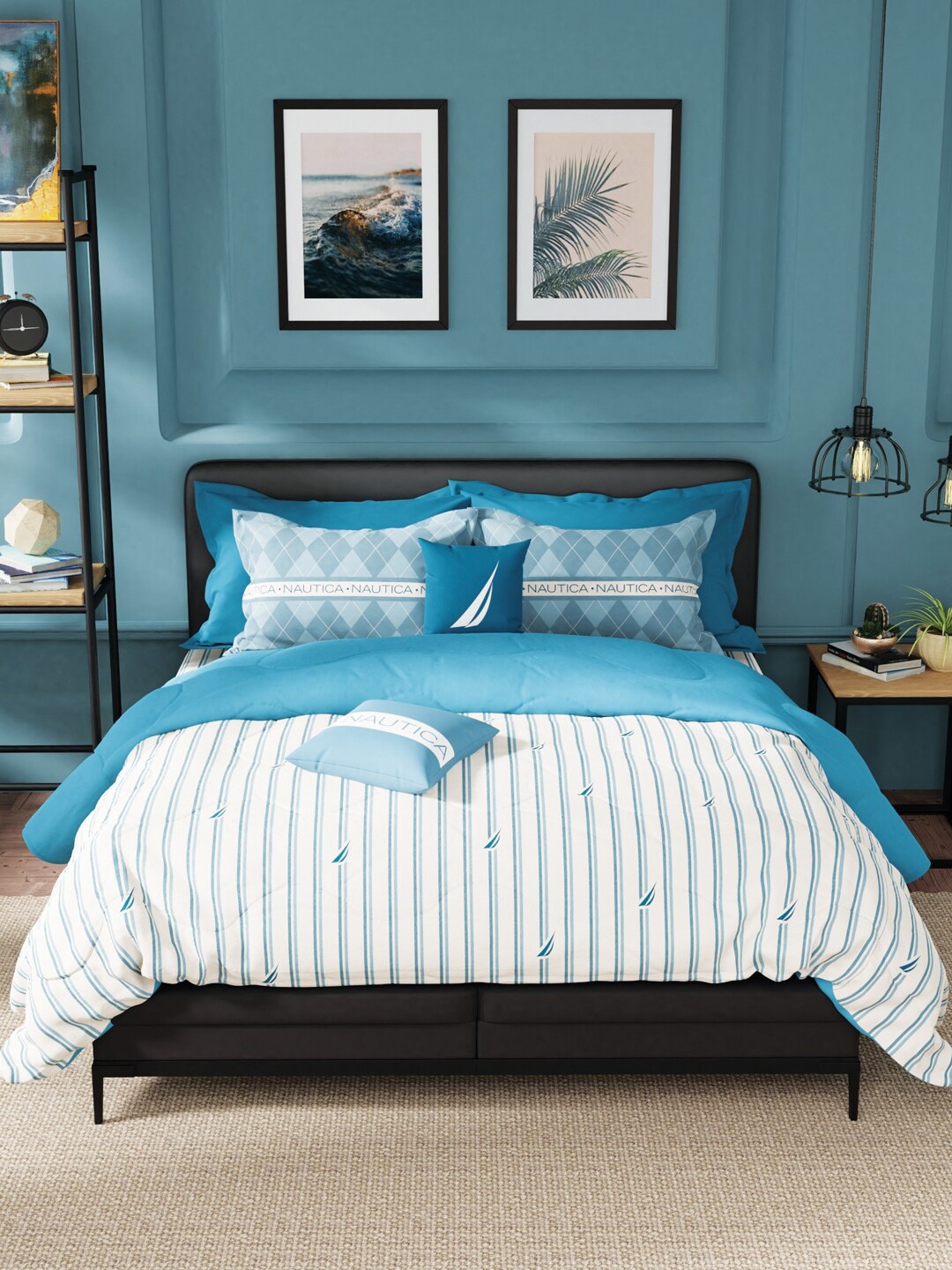 Nautica Blue Striped Cotton Double Pure Cotton King Bedding Set With Comforter
Nautica Blue Striped Cotton Double Pure Cotton King Bedding Set With Comforter