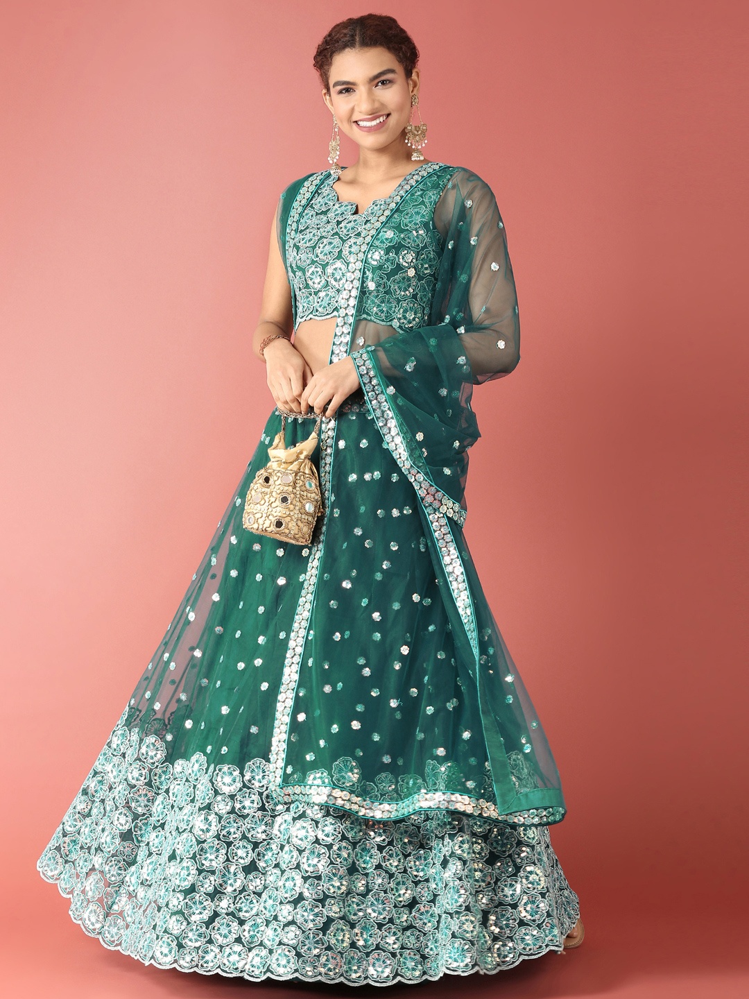 panchhi Teal Embellished Sequinned Semi-Stitched Lehenga & Unstitched Blouse With Dupatta
panchhi Teal Embellished Sequinned Semi-Stitched Lehenga & Unstitched Blouse With Dupatta