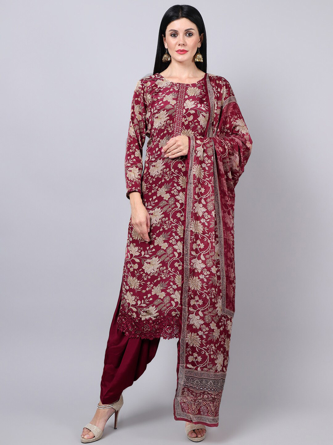 Stylee LIFESTYLE Magenta & Cream-Coloured Embroidered Silk Crepe Unstitched Dress Material
Stylee LIFESTYLE Magenta & Cream-Coloured Embroidered Silk Crepe Unstitched Dress Material