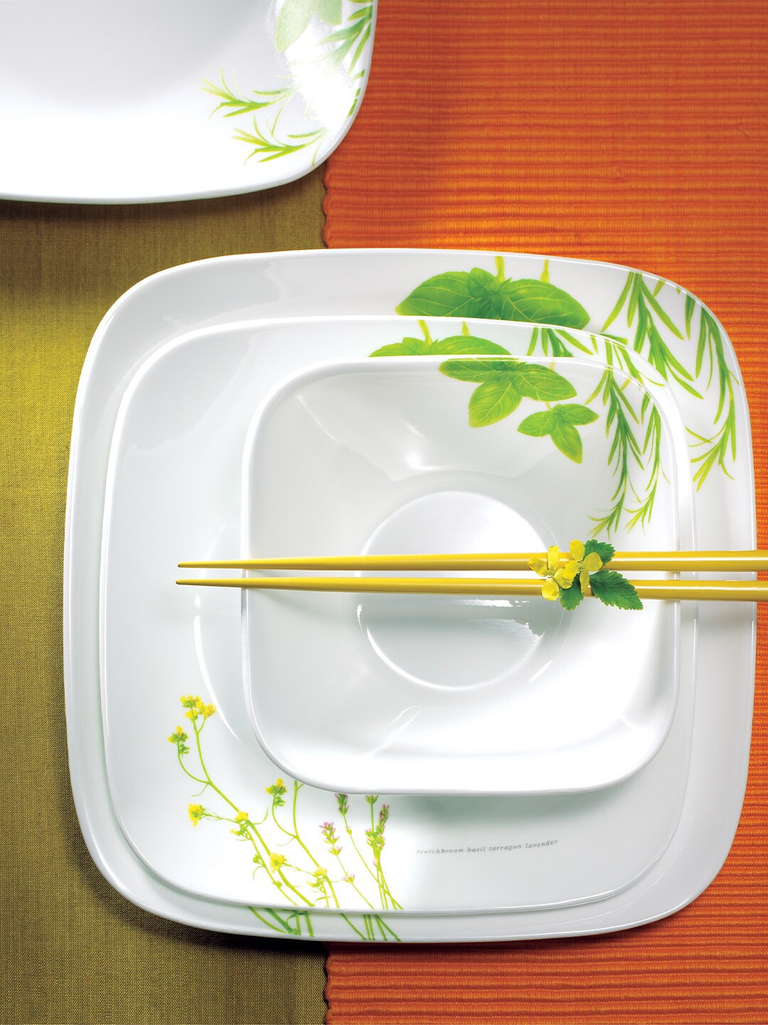 Corelle European Herbs 6 Pieces Dishwasher And Microwave Safe Square Round Glossy Plates, White
Corelle European Herbs 6 Pieces Dishwasher And Microwave Safe Square Round Glossy Plates, White