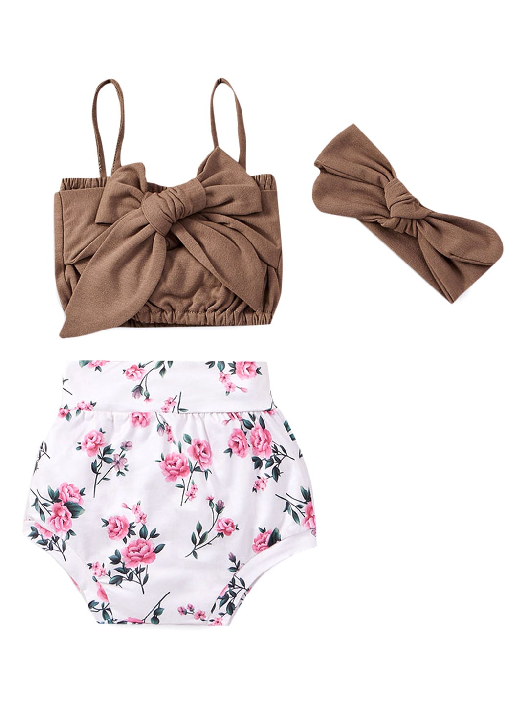 Hopscotch Girls Brown & White Top with Shorts