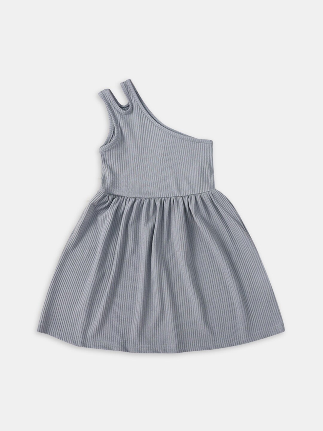 Hopscotch Grey Solid Sleeveless Casual Dress