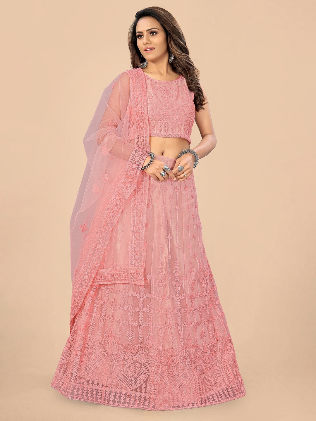 Nityanta Fab Peach-Coloured Embroidered Semi-Stitched Lehenga & Unstitched Blouse With Dupatta
Nityanta Fab Peach-Coloured Embroidered Semi-Stitched Lehenga & Unstitched Blouse With Dupatta
