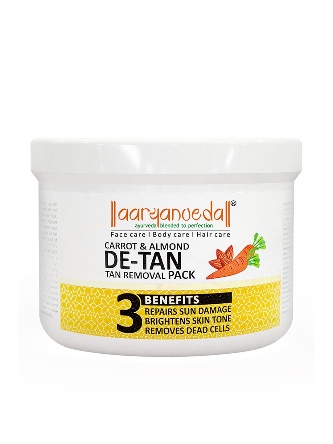 Aryanveda De-Tan Face Pack with Carrot & Almond For Tan Removal & Glowing Face - 200 g, White
Aryanveda De-Tan Face Pack with Carrot & Almond For Tan Removal & Glowing Face - 200 g, White