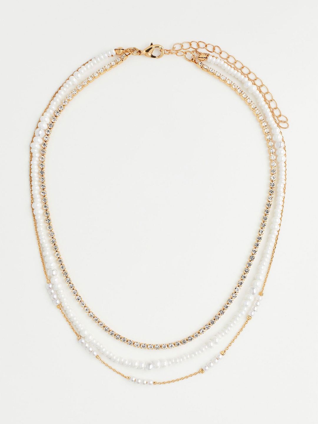 H&M Women Gold-Toned & White Three-strand necklace