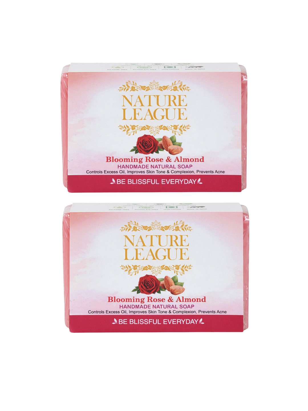 NATURE LEAGUE Set Of 2 Blooming Rose & Almond Handmade Natural Bar Soap - 100 g Each, Red
NATURE LEAGUE Set Of 2 Blooming Rose & Almond Handmade Natural Bar Soap - 100 g Each, Red