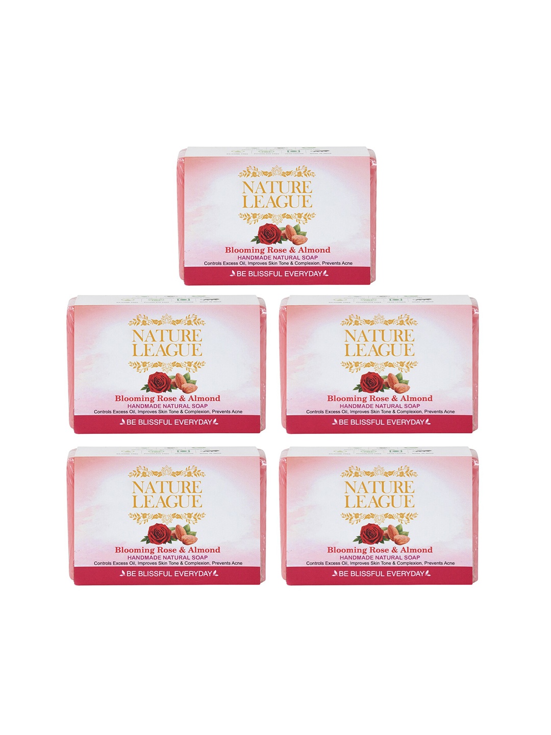 NATURE LEAGUE Pack of 5 Blooming Rose and Almond Natural Handmade Soap- 100 gm Each, Red
NATURE LEAGUE Pack of 5 Blooming Rose and Almond Natural Handmade Soap- 100 gm Each, Red