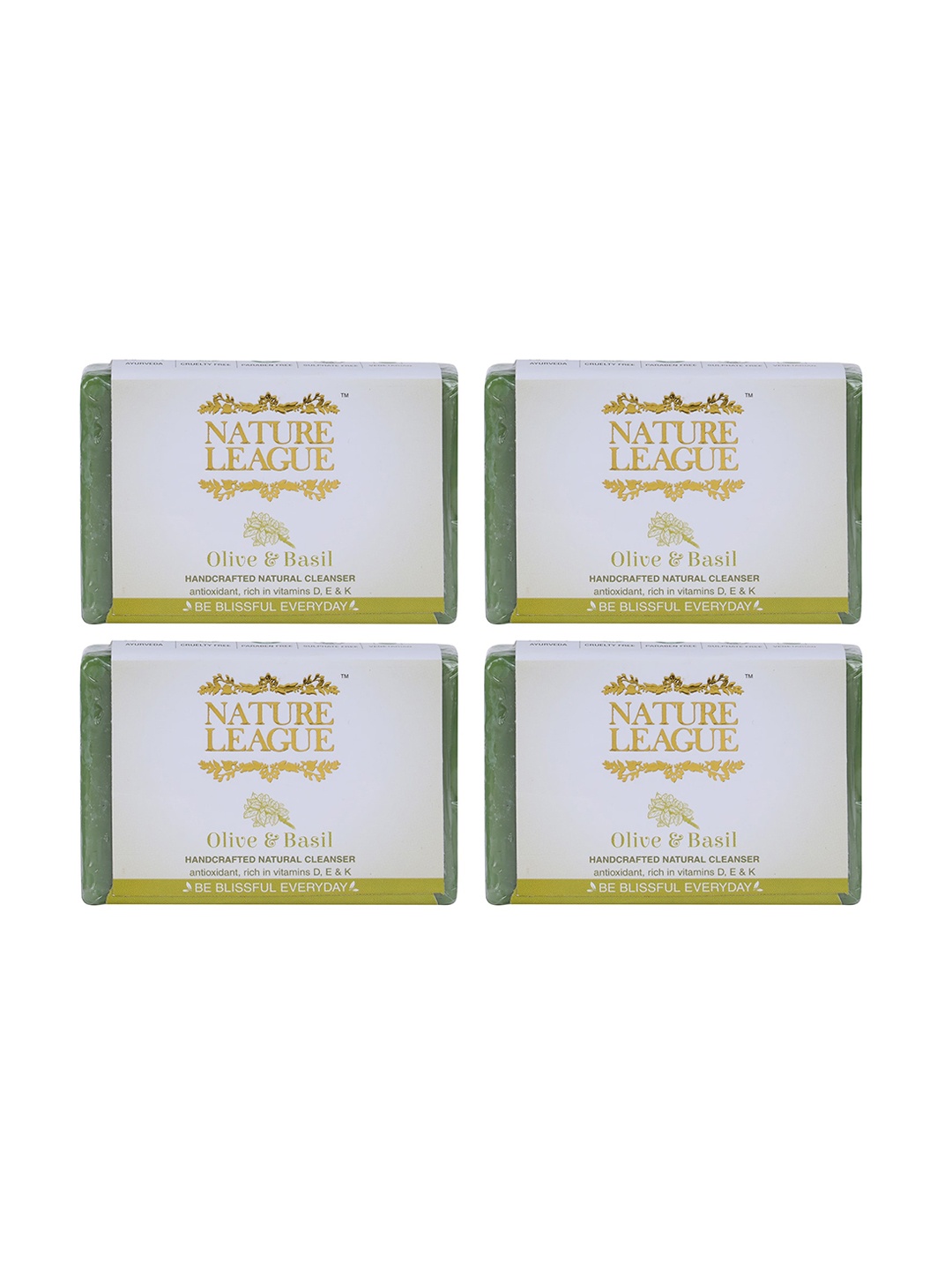 NATURE LEAGUE Set of 4 Olive & Basil Natural Cleanser Soaps with Vitamin D & E - 100g each, Green
NATURE LEAGUE Set of 4 Olive & Basil Natural Cleanser Soaps with Vitamin D & E - 100g each, Green