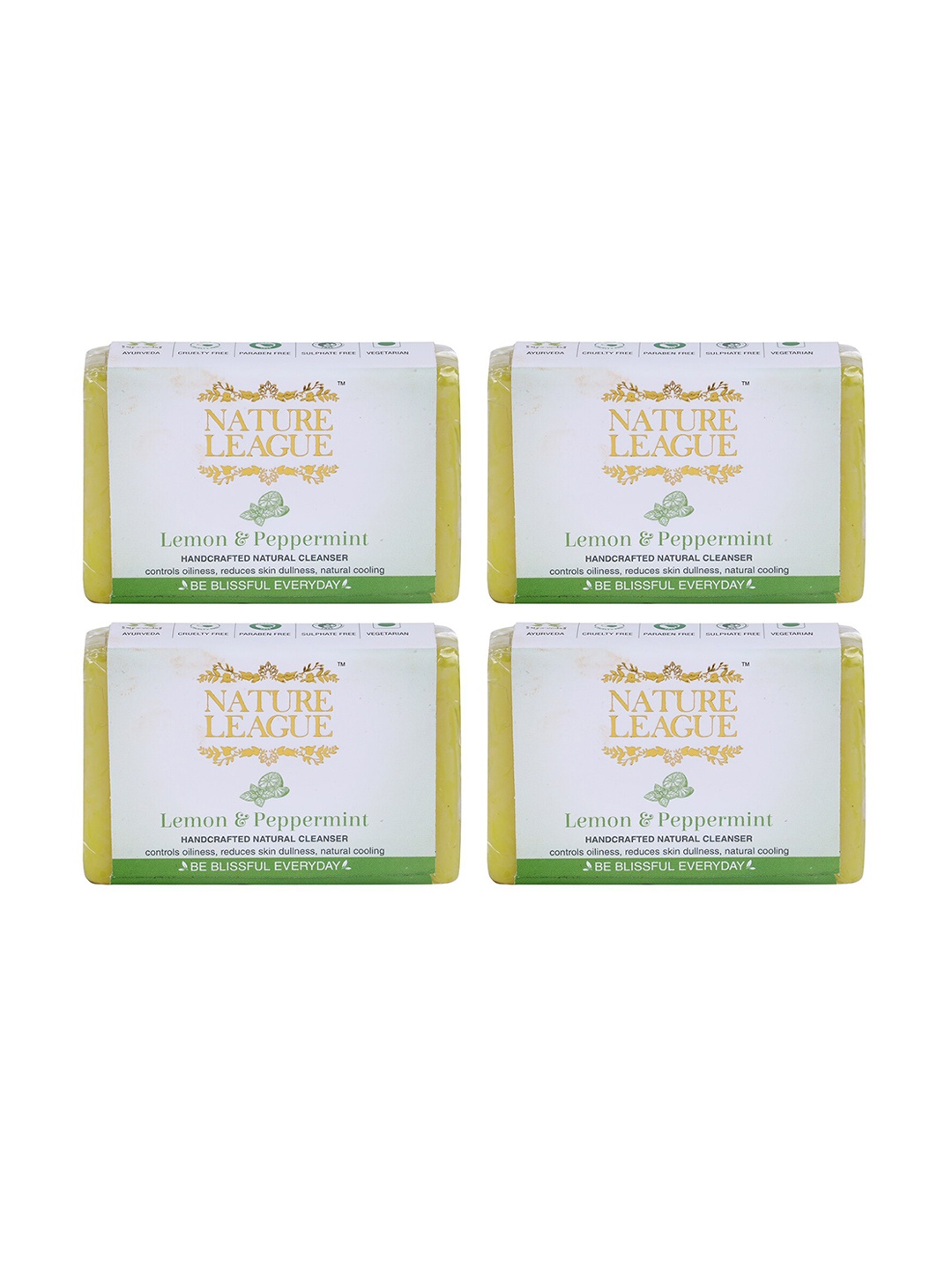 NATURE LEAGUE Pack Of 4 Lemon & Peppermint Natural No Sulphate, Paraben Handmade Soap, Lime green
NATURE LEAGUE Pack Of 4 Lemon & Peppermint Natural No Sulphate, Paraben Handmade Soap, Lime green