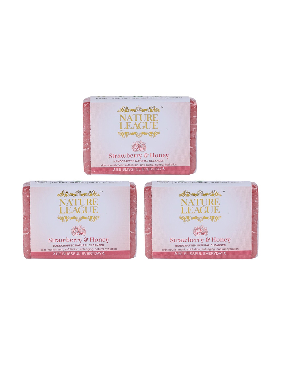NATURE LEAGUE Set of 3 Strawberry & Honey Natural Paraben Free Handmade Soap-100g Each, Red
NATURE LEAGUE Set of 3 Strawberry & Honey Natural Paraben Free Handmade Soap-100g Each, Red