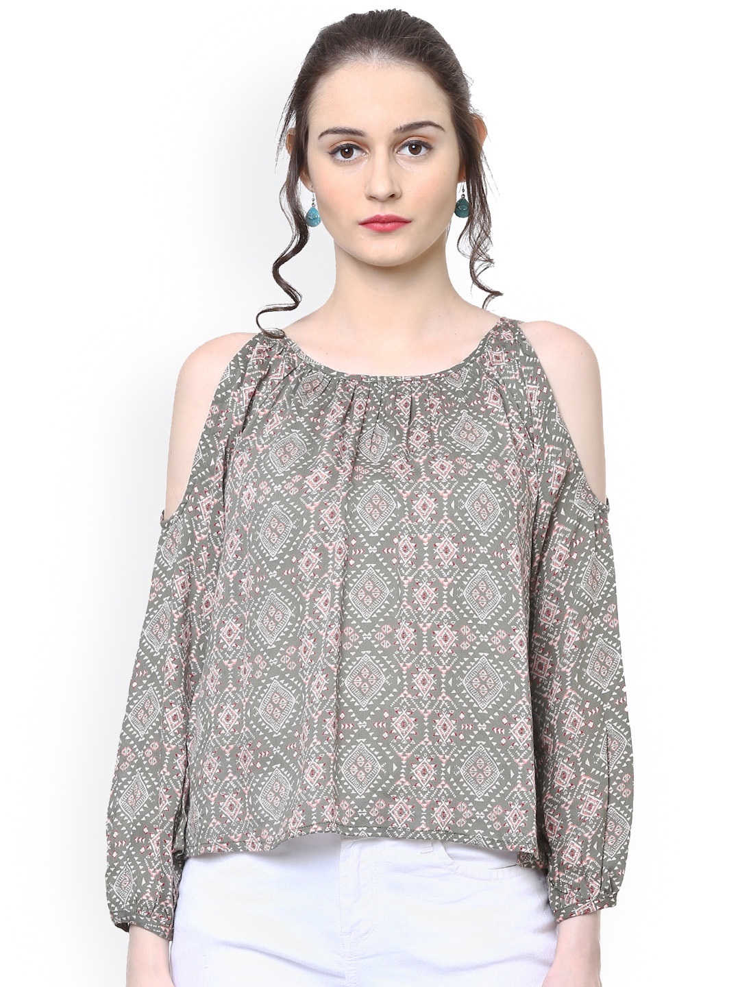 Harpa Women Green Printed Top
