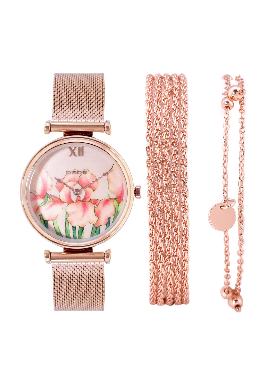 bebe Women Bracelet Style Straps Analogue Watch Gift Set MFB-PN-PF-DK2544G, Beige
bebe Women Bracelet Style Straps Analogue Watch Gift Set MFB-PN-PF-DK2544G, Beige