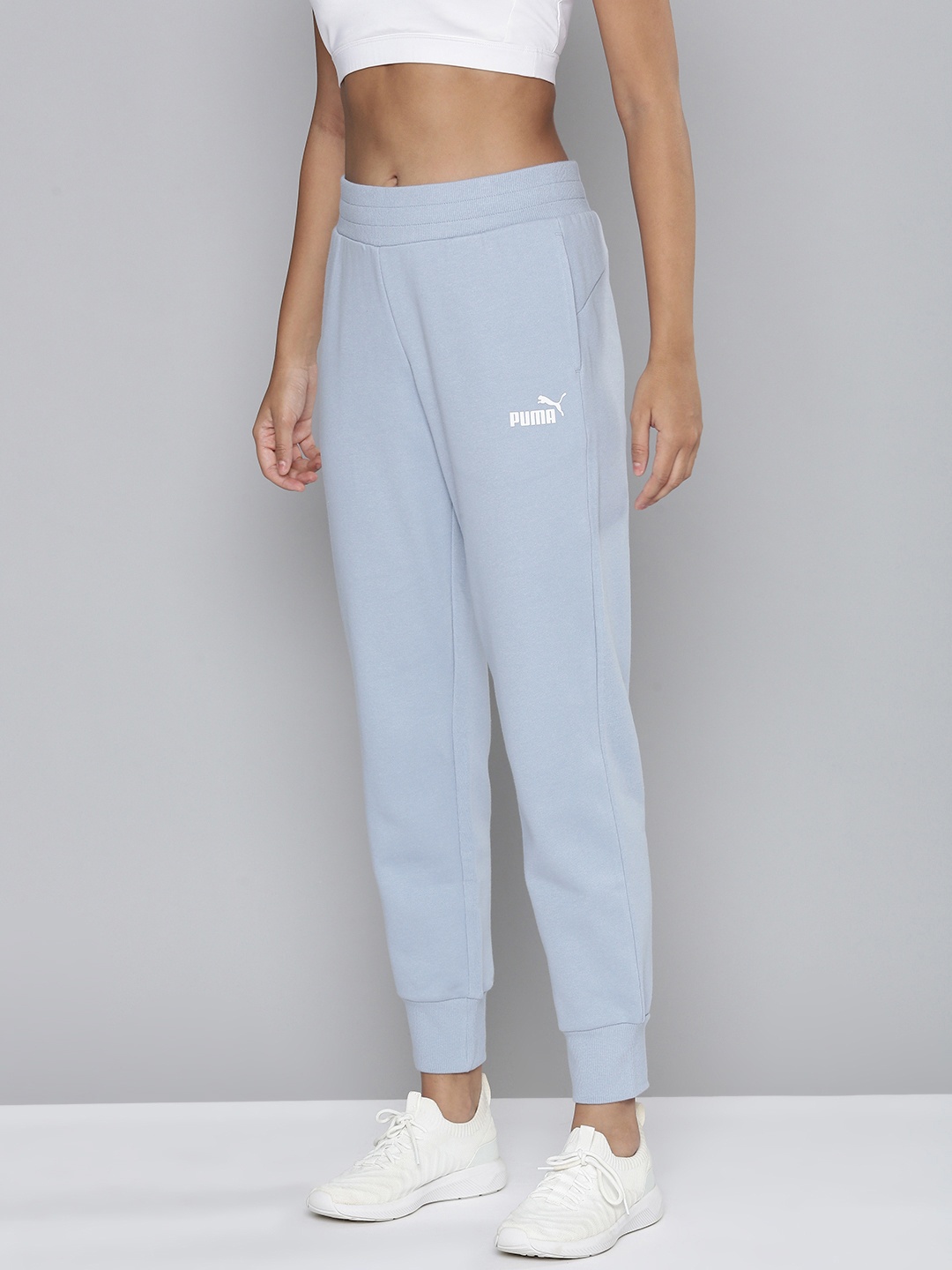 Puma Women Essentials Blue Brand Logo Printed Joggers