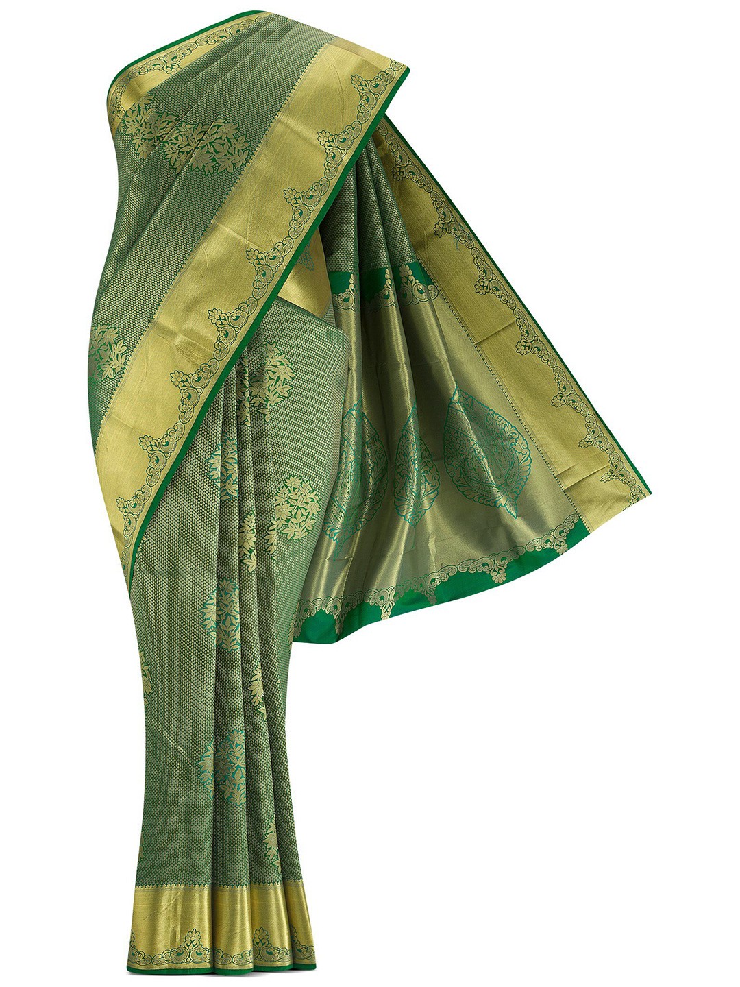 Nalli Next Green & Gold-Toned Ethnic Motifs Art Silk Saree With Unstitched Blouse Piece
Nalli Next Green & Gold-Toned Ethnic Motifs Art Silk Saree With Unstitched Blouse Piece