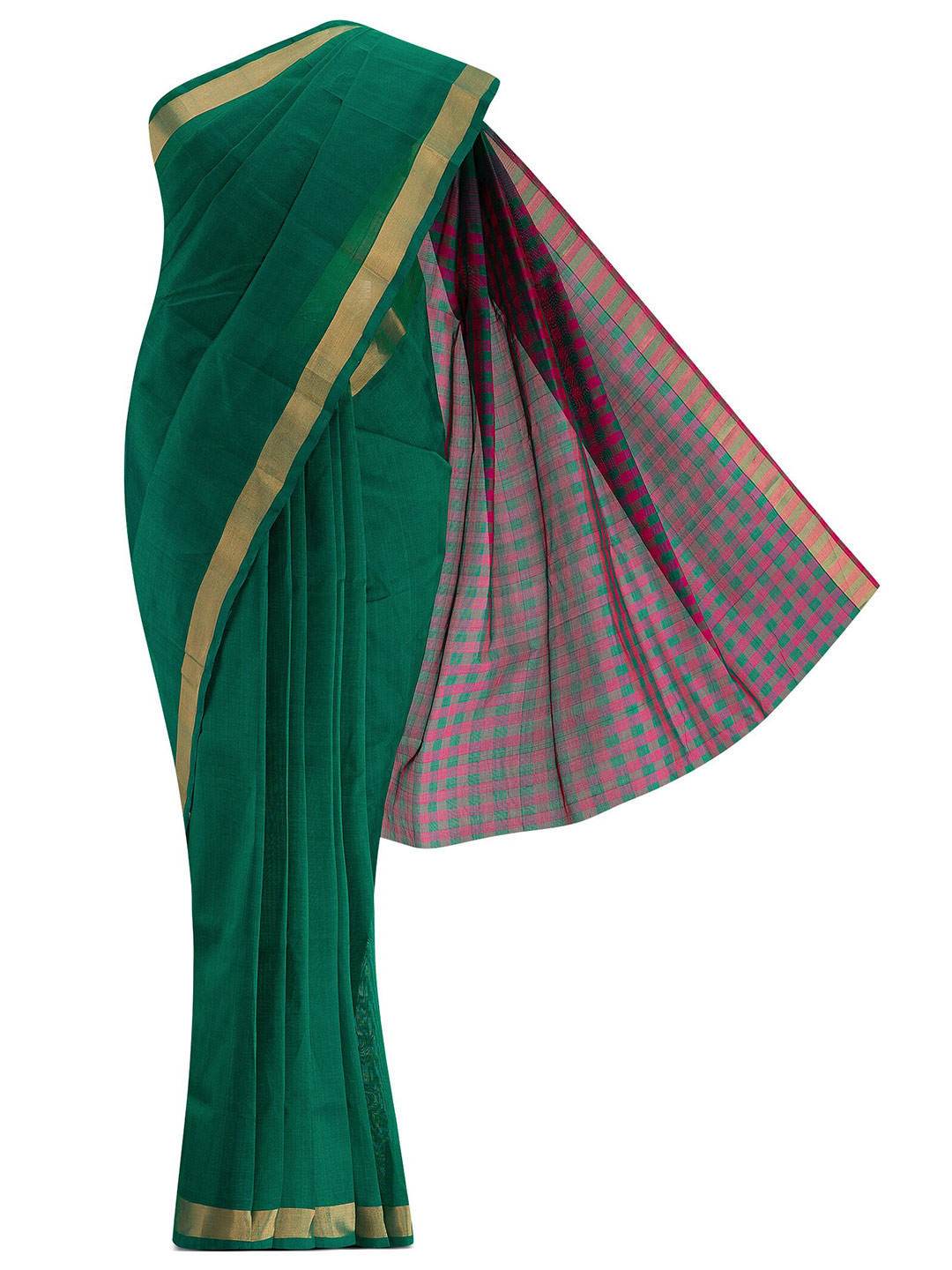 Nalli Next Women Pink & Green Zari Silk Cotton Saree 
Nalli Next Women Pink & Green Zari Silk Cotton Saree
