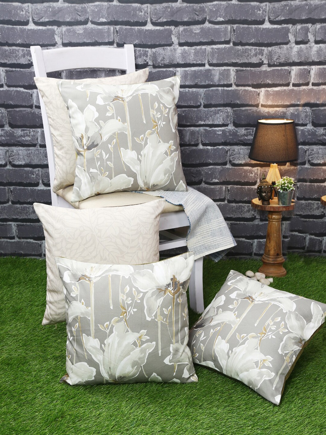 Just Home Set of 5 Grey & Olive green Pure Cotton Digital Printed Square Cushion Cover
Just Home Set of 5 Grey & Olive green Pure Cotton Digital Printed Square Cushion Cover