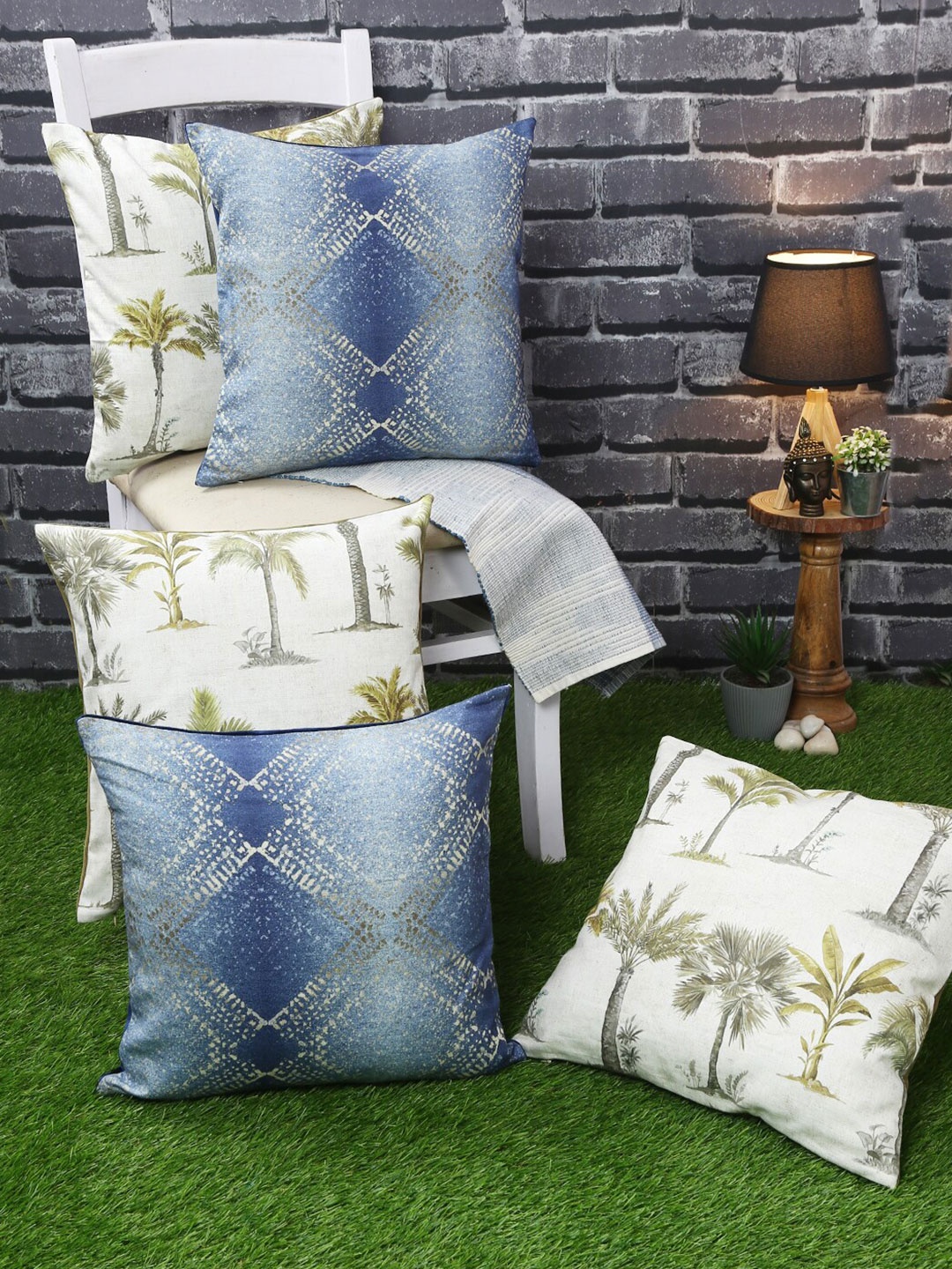 Just Home Set of 5 Navy blue & White Pure Cotton Digital Printed Square Cushion Cover
Just Home Set of 5 Navy blue & White Pure Cotton Digital Printed Square Cushion Cover