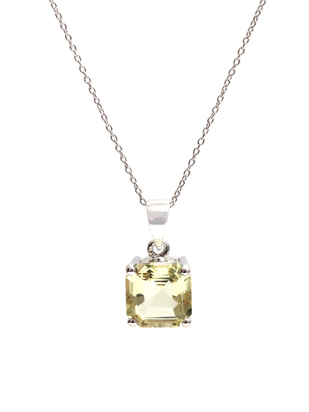 HIFLYER JEWELS Rhodium-Plated Green Quartz Sterling Silver Pendant With Chain
HIFLYER JEWELS Rhodium-Plated Green Quartz Sterling Silver Pendant With Chain