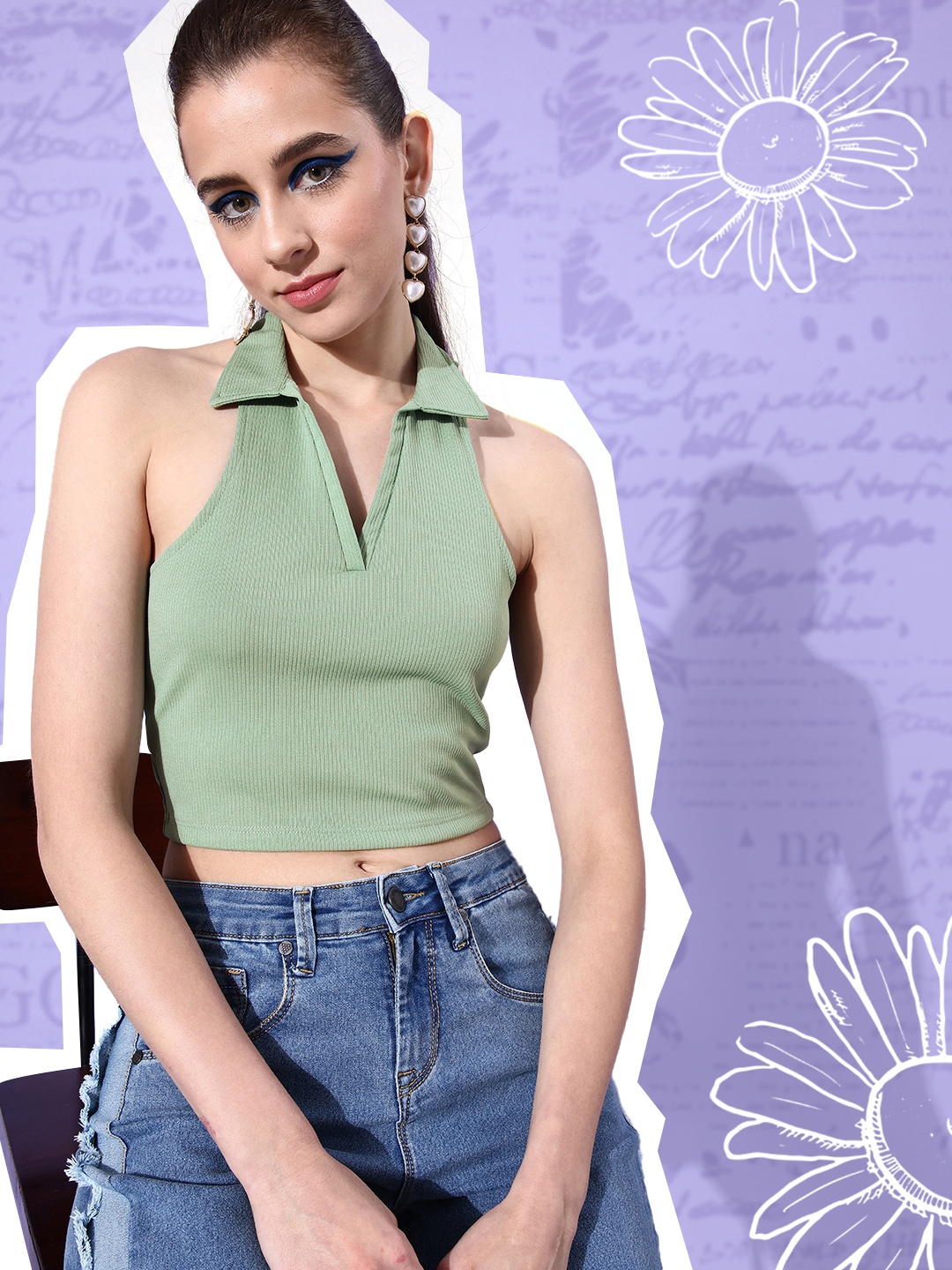 DressBerry Sage Green Striped Preppy College Cool Super Cropped Underbust Curve Crop Top
DressBerry Sage Green Striped Preppy College Cool Super Cropped Underbust Curve Crop Top