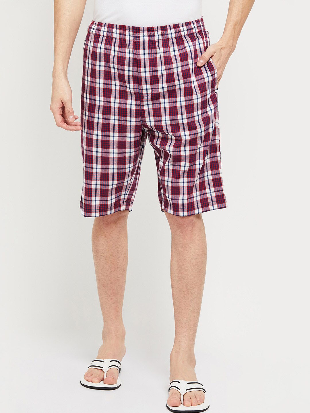 max Men Red Checked Shorts